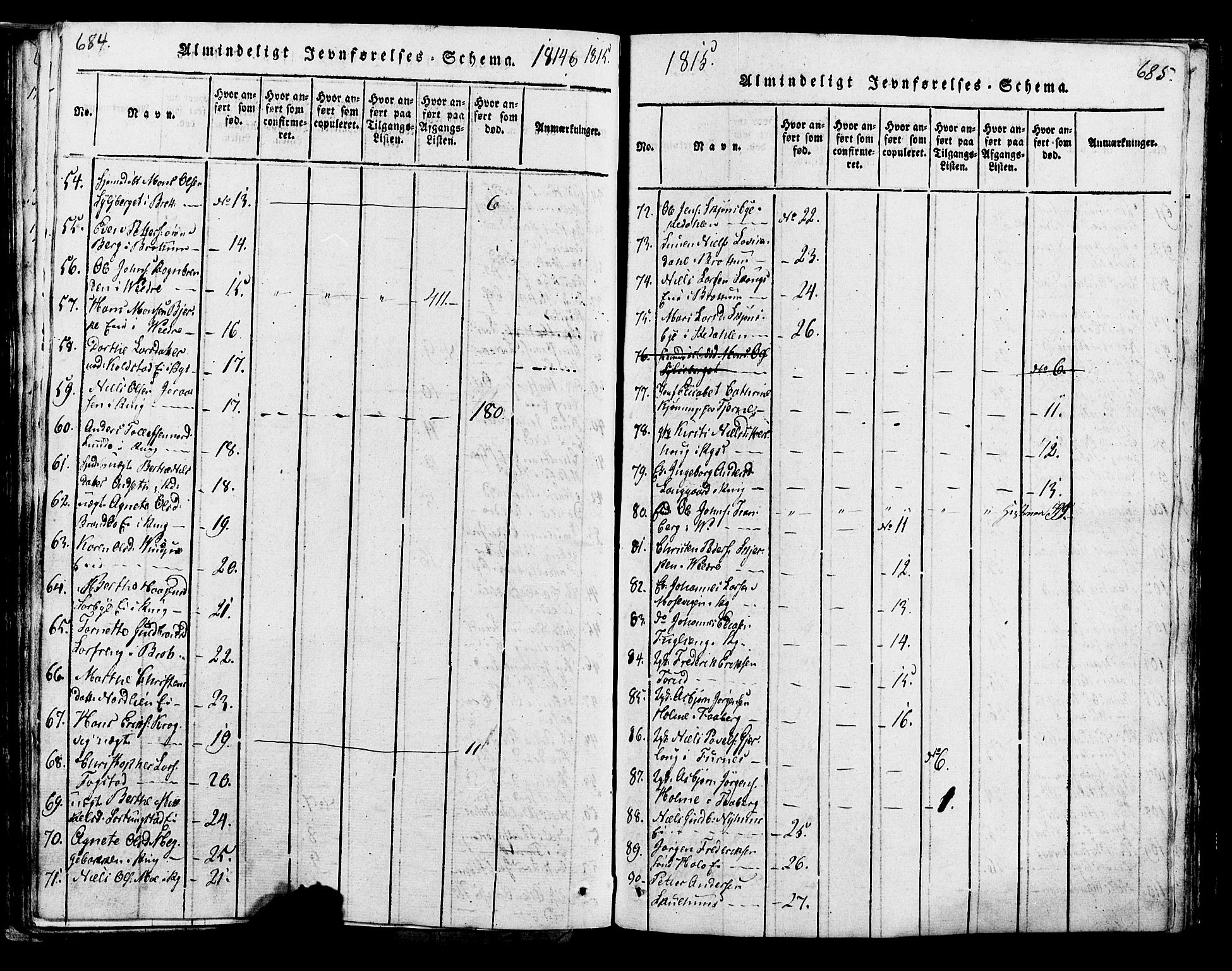 Ringsaker prestekontor, AV/SAH-PREST-014/K/Ka/L0005: Parish register (official) no. 5, 1814-1826, p. 684-685