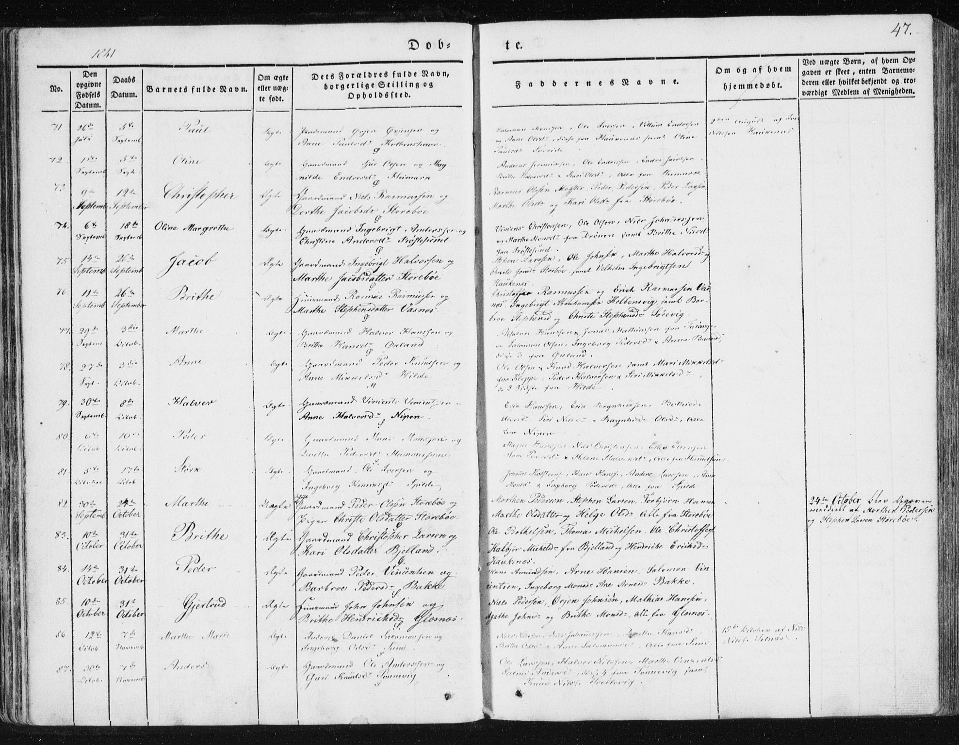 Sund sokneprestembete, SAB/A-99930: Parish register (official) no. A 13, 1835-1849, p. 47