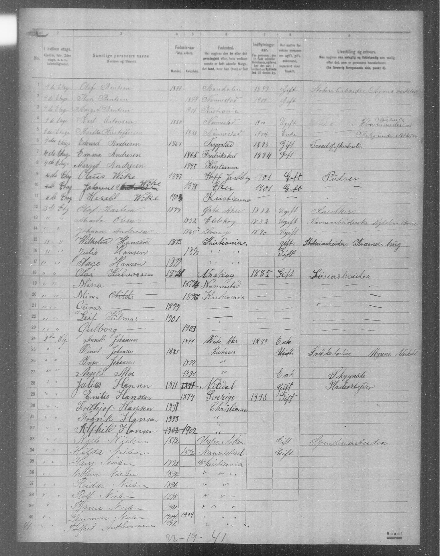 OBA, Municipal Census 1904 for Kristiania, 1904, p. 12578