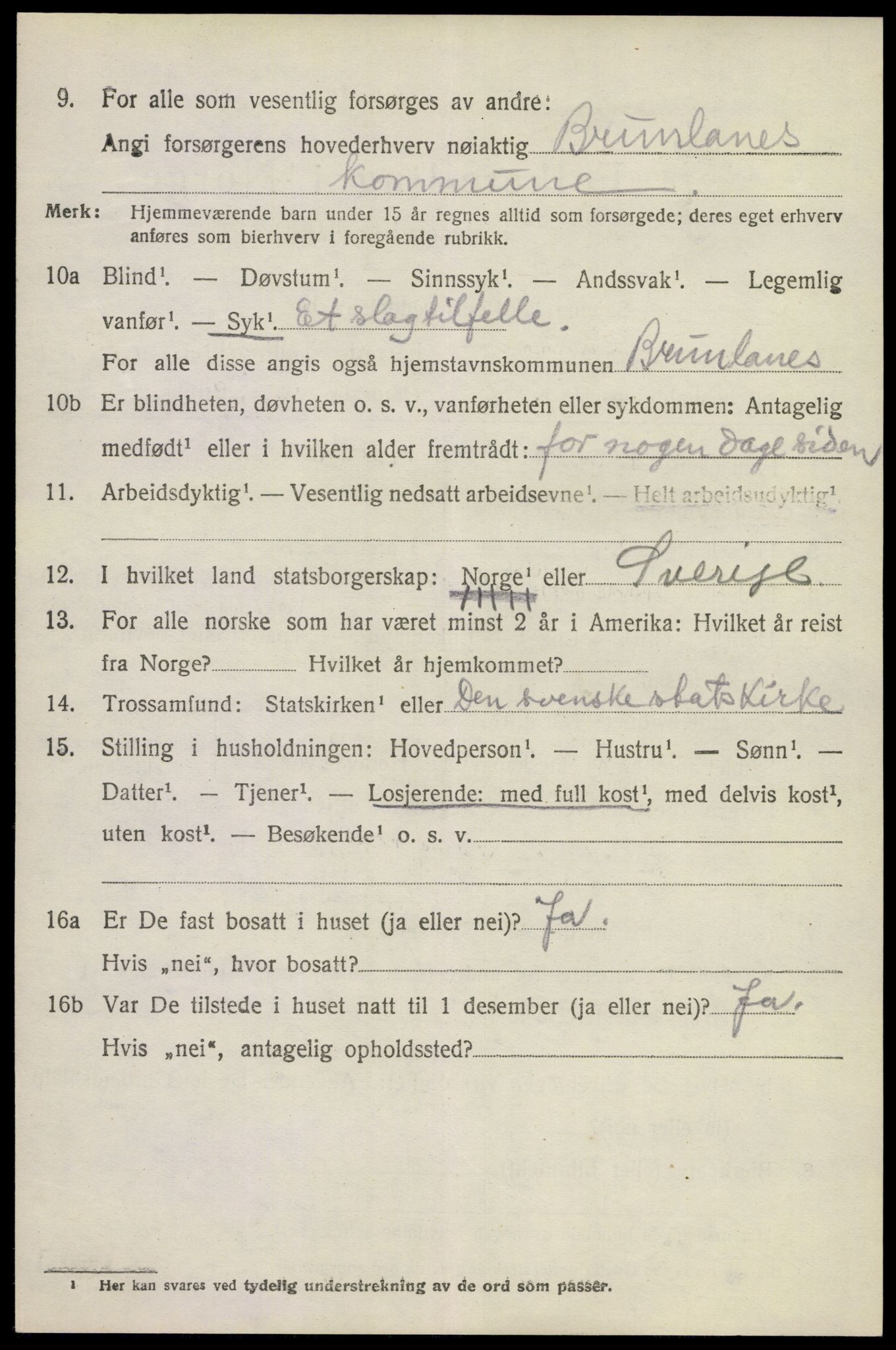 SAKO, 1920 census for Brunlanes, 1920, p. 7126