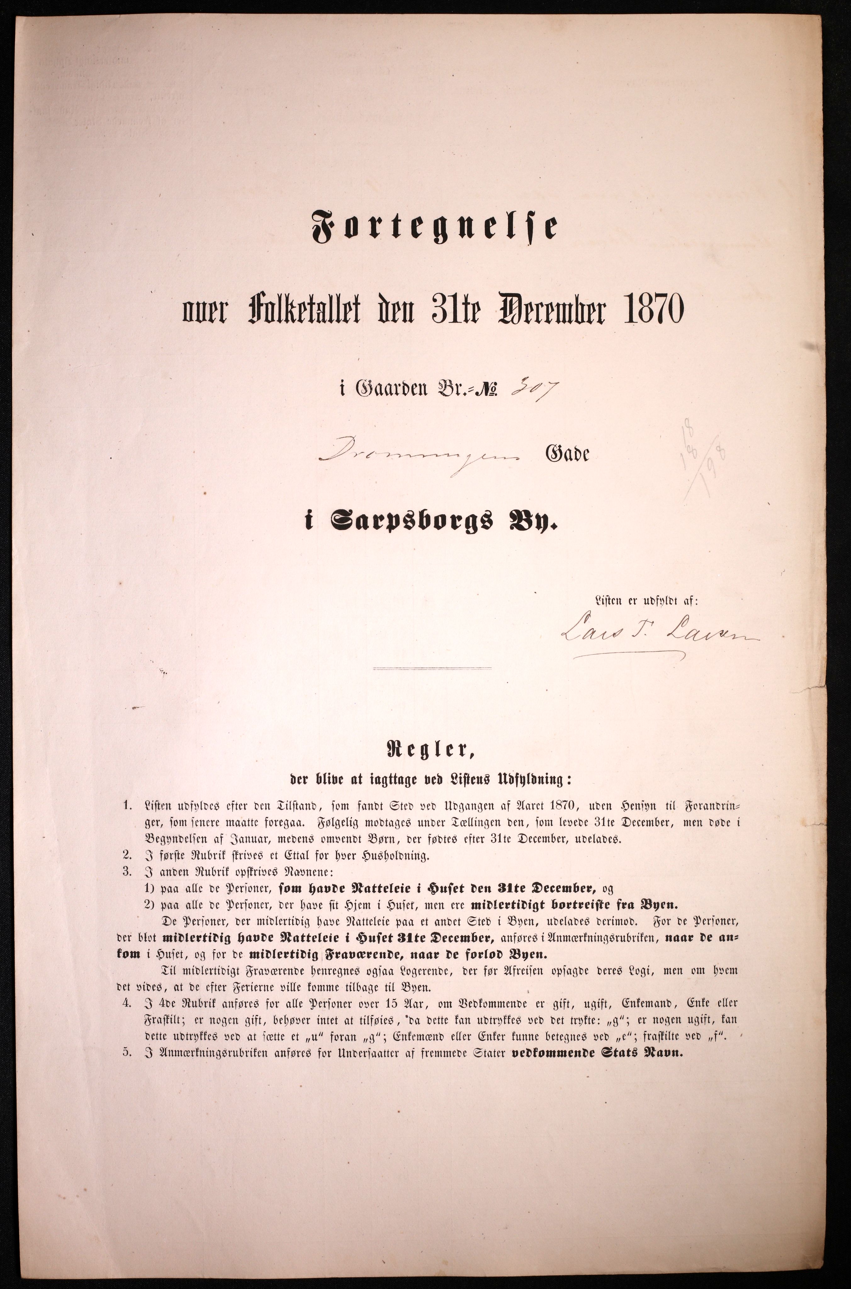 RA, 1870 census for 0102 Sarpsborg, 1870, p. 215