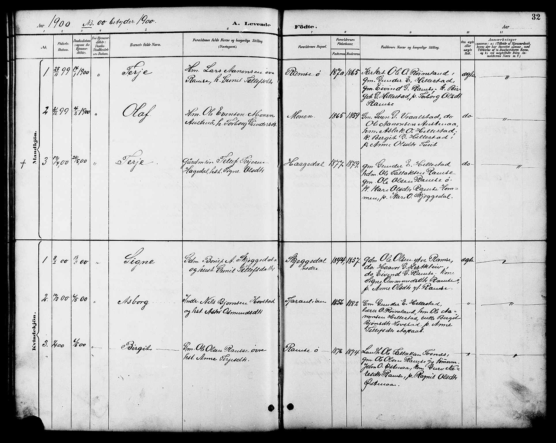 Åmli sokneprestkontor, SAK/1111-0050/F/Fb/Fbb/L0002: Parish register (copy) no. B 2, 1890-1905, p. 32