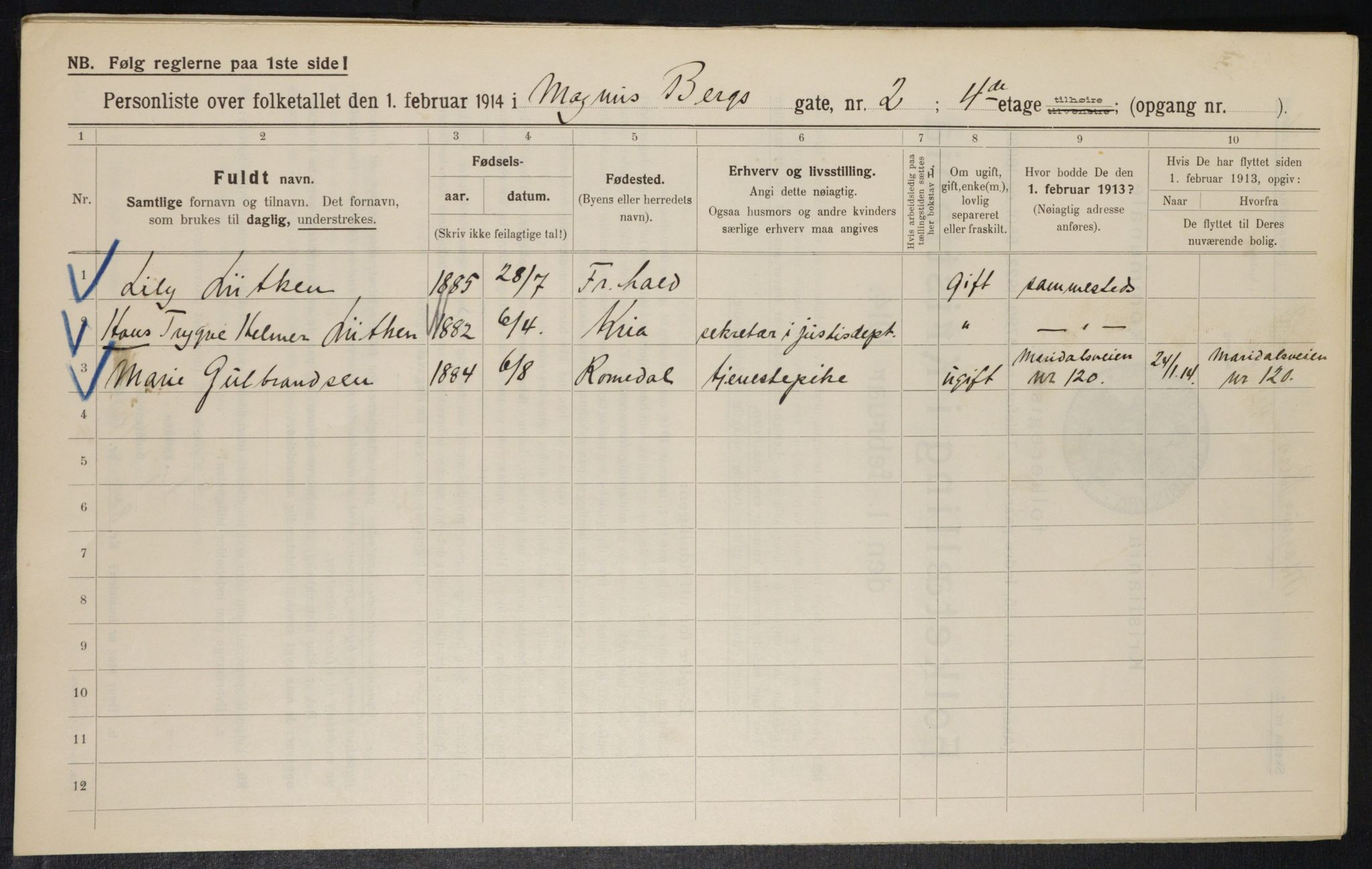 OBA, Municipal Census 1914 for Kristiania, 1914, p. 58993