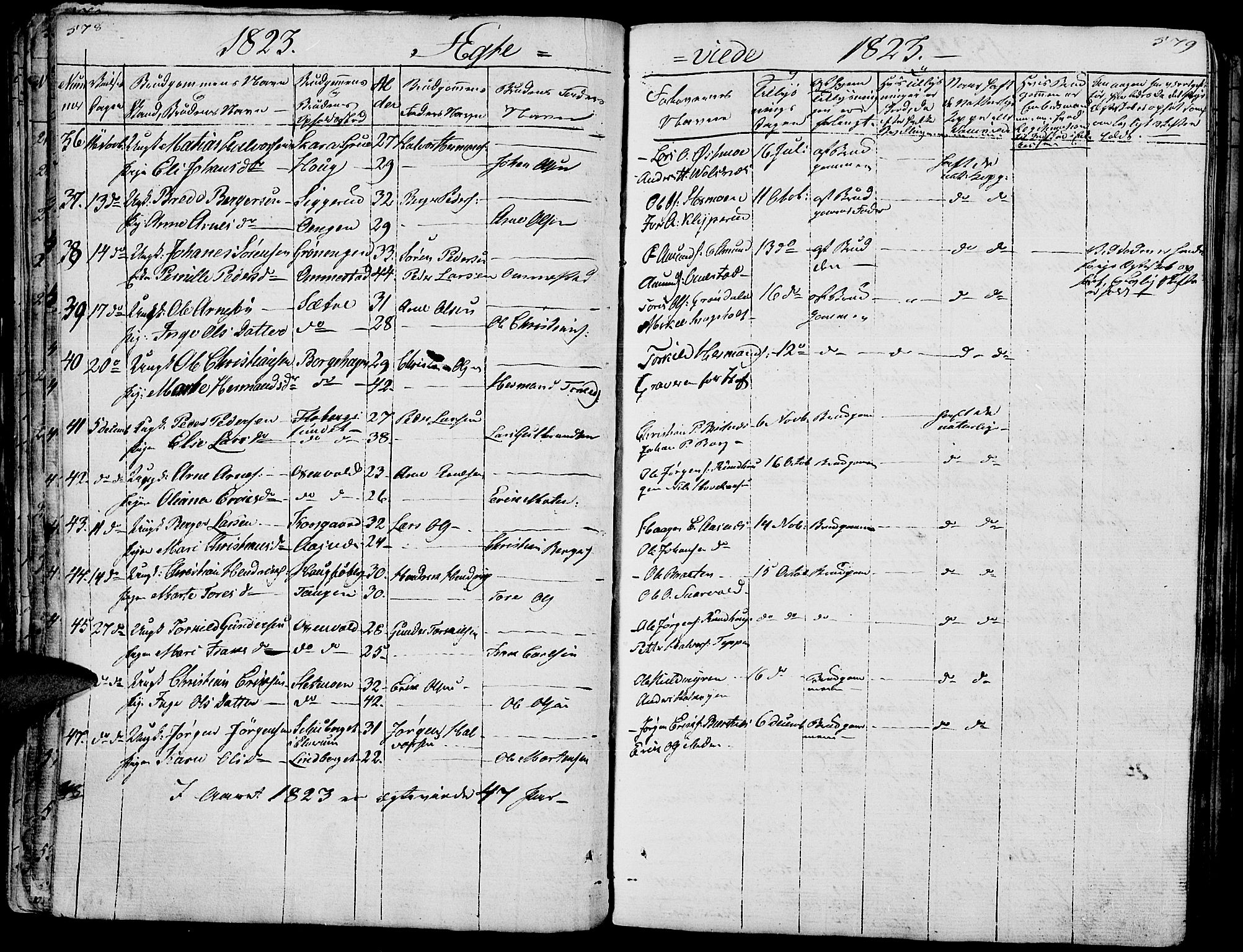 Hof prestekontor, AV/SAH-PREST-038/H/Ha/Haa/L0006: Parish register (official) no. 6, 1822-1841, p. 578-579