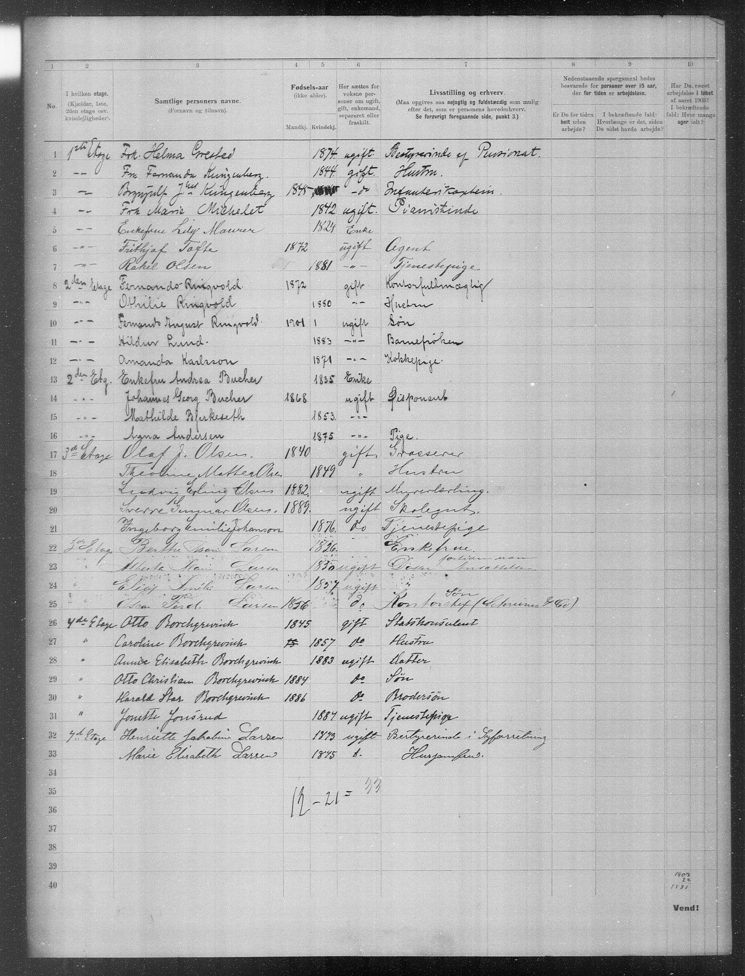 OBA, Municipal Census 1903 for Kristiania, 1903, p. 16335