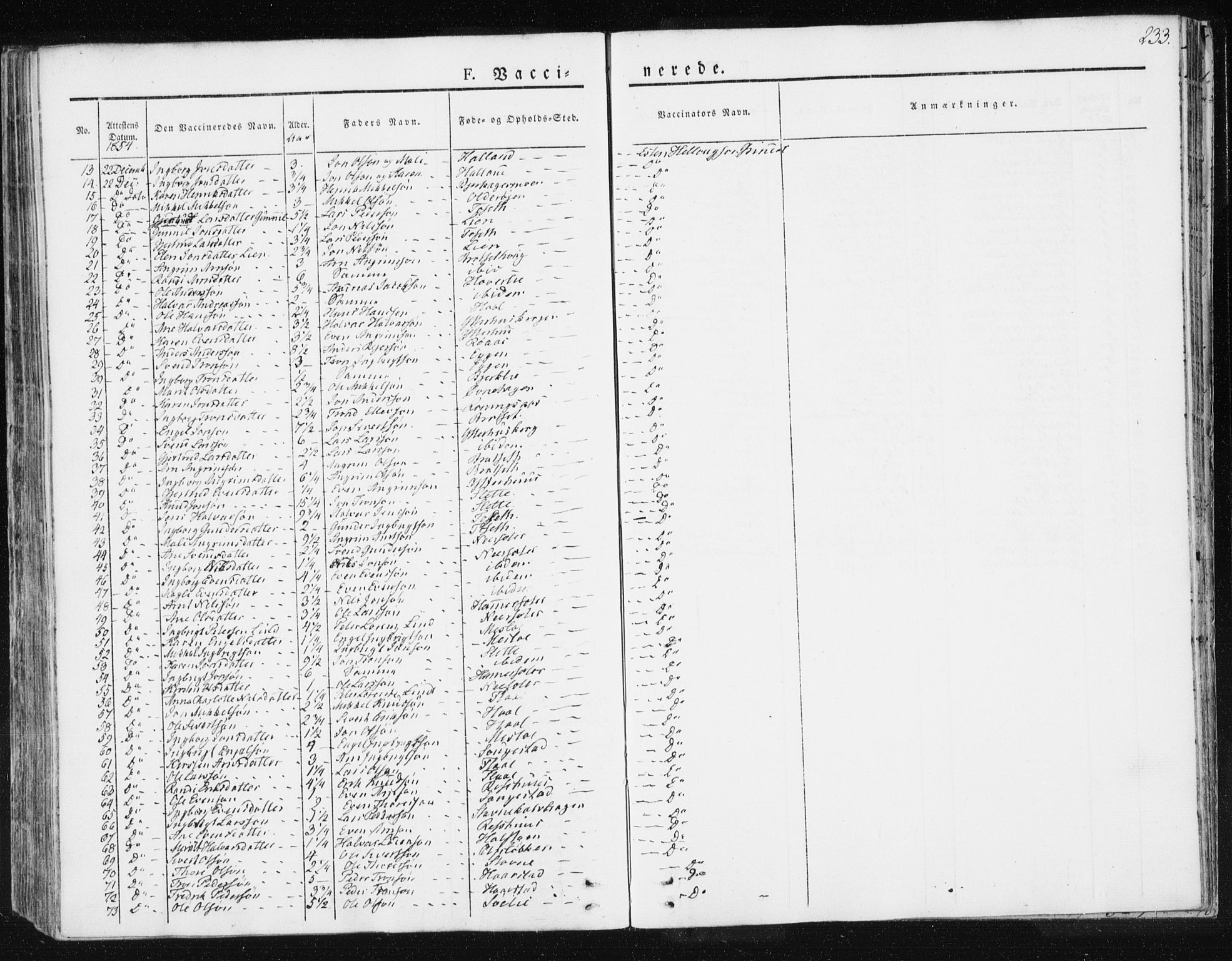 Ministerialprotokoller, klokkerbøker og fødselsregistre - Sør-Trøndelag, AV/SAT-A-1456/674/L0869: Parish register (official) no. 674A01, 1829-1860, p. 233