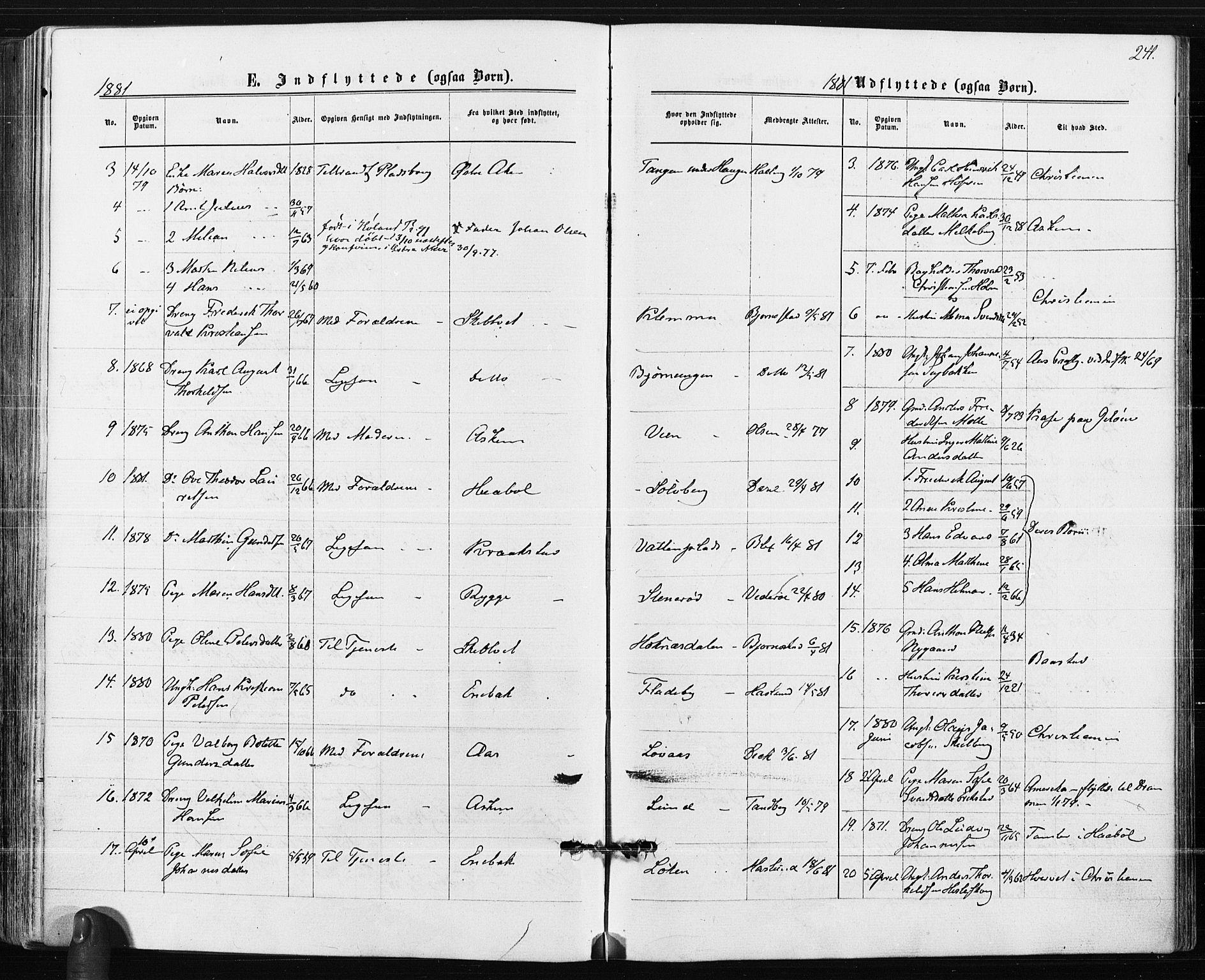 Spydeberg prestekontor Kirkebøker, SAO/A-10924/F/Fa/L0007: Parish register (official) no. I 7, 1875-1885, p. 241