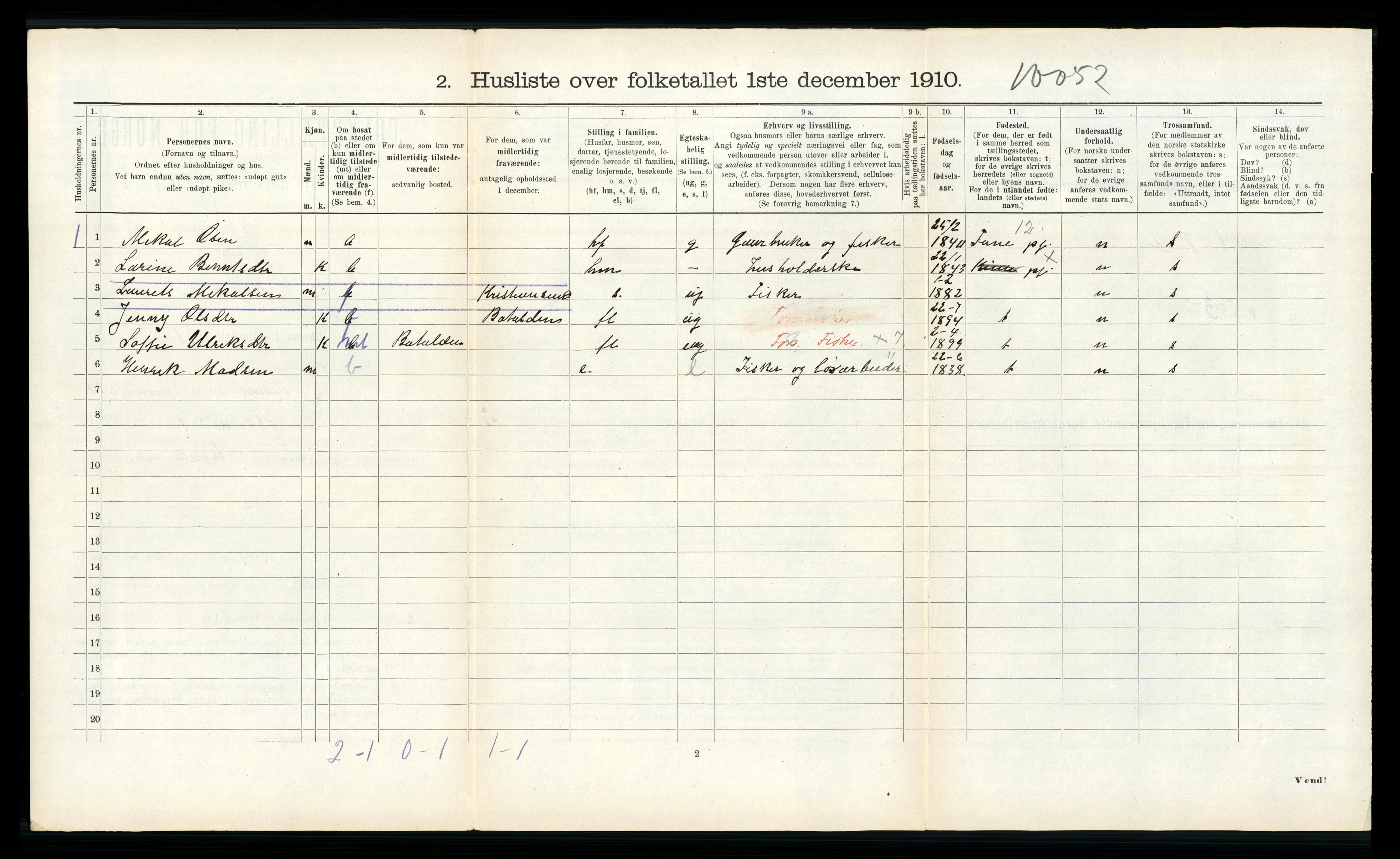 RA, 1910 census for Kinn, 1910, p. 601