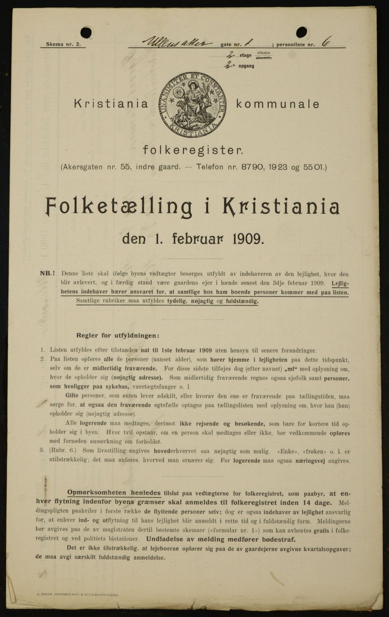 OBA, Municipal Census 1909 for Kristiania, 1909, p. 107613