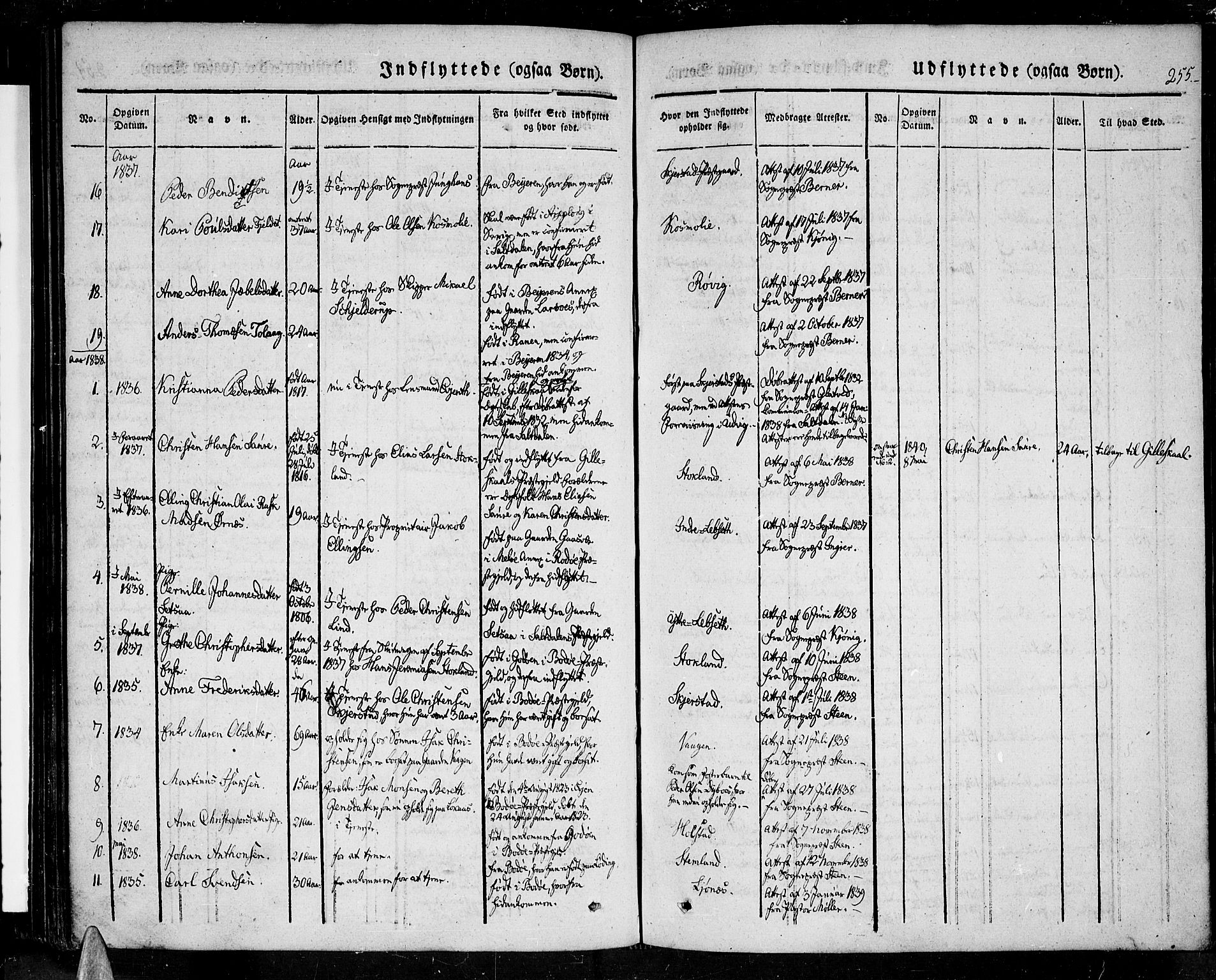 Ministerialprotokoller, klokkerbøker og fødselsregistre - Nordland, SAT/A-1459/852/L0737: Parish register (official) no. 852A07, 1833-1849, p. 255