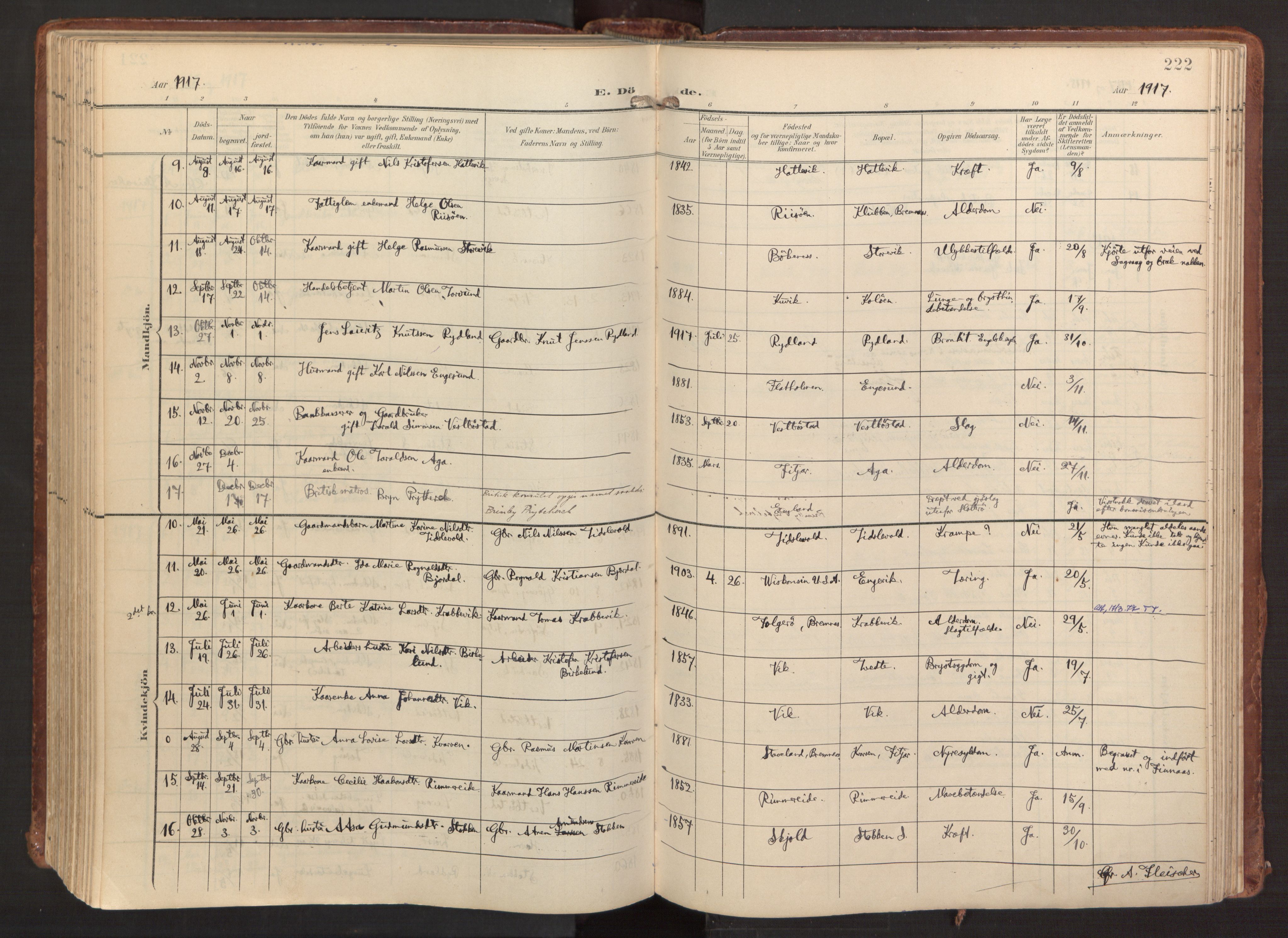 Fitjar sokneprestembete, AV/SAB-A-99926: Parish register (official) no. A 3, 1900-1918, p. 222