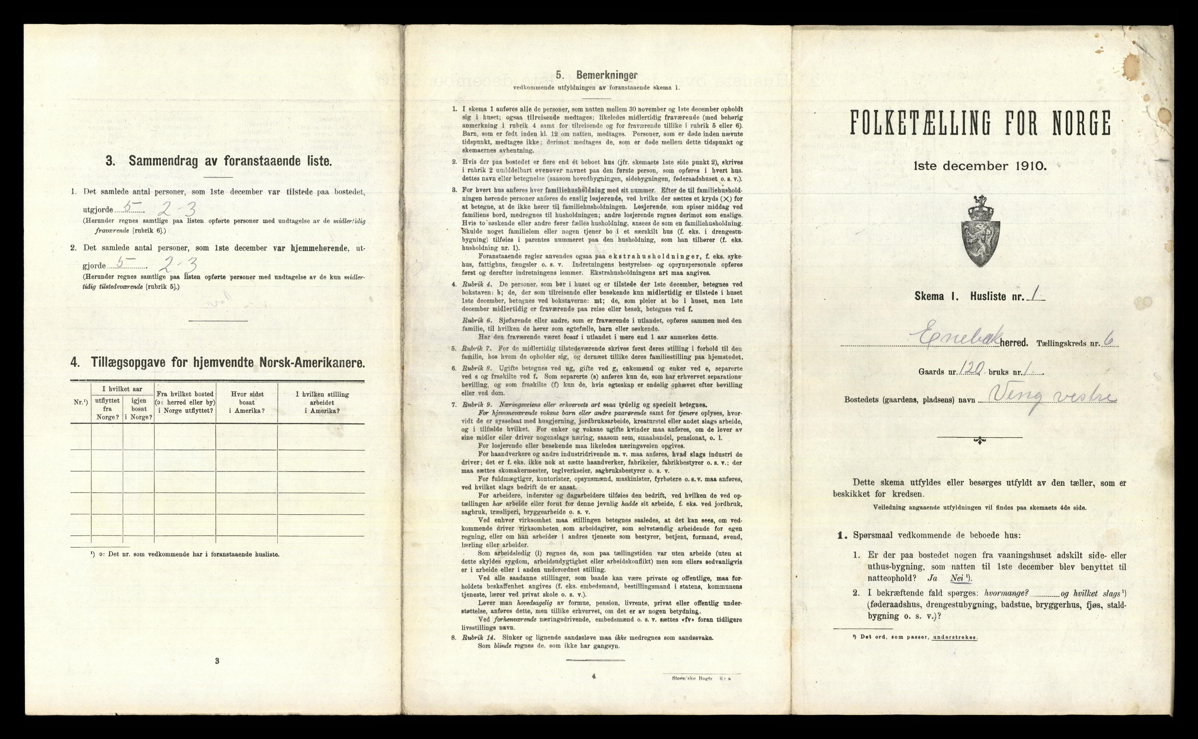 RA, 1910 census for Enebakk, 1910, p. 827