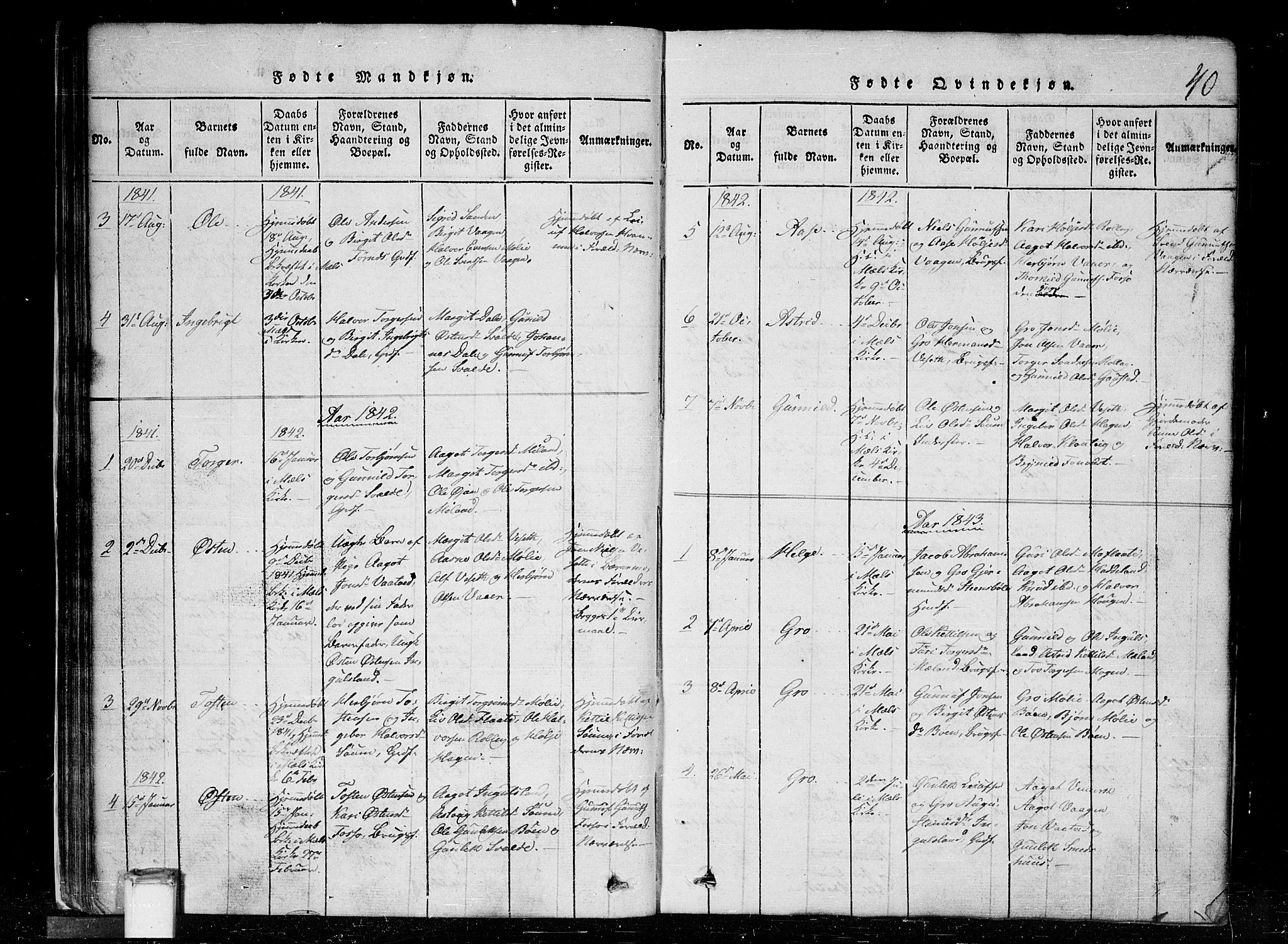 Tinn kirkebøker, SAKO/A-308/G/Gc/L0001: Parish register (copy) no. III 1, 1815-1879, p. 40