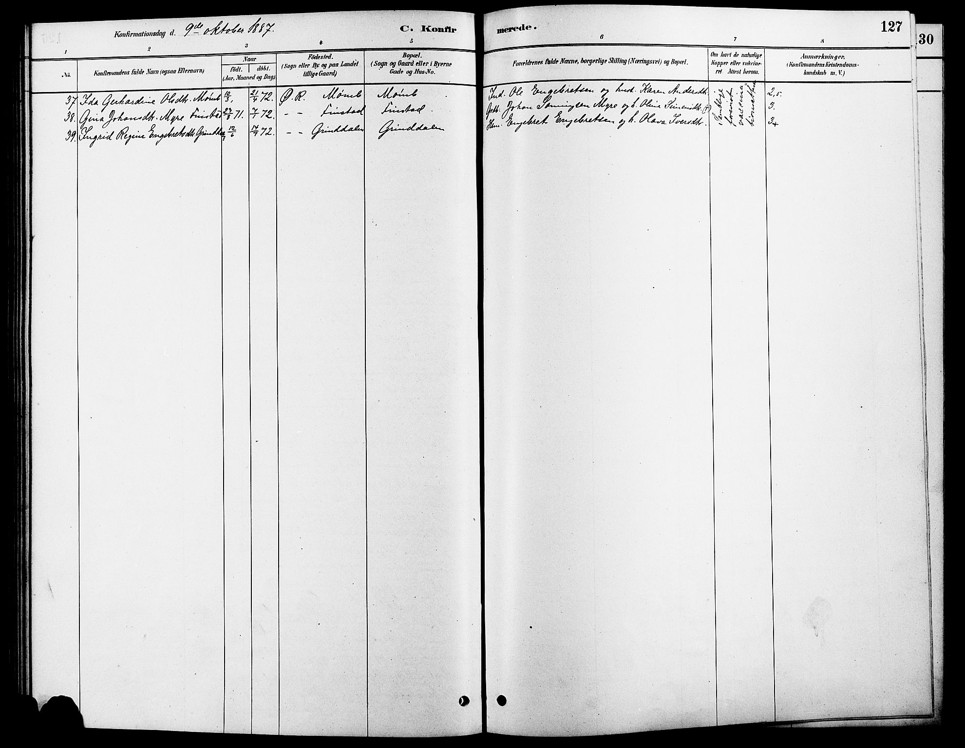 Rendalen prestekontor, SAH/PREST-054/H/Ha/Hab/L0003: Parish register (copy) no. 3, 1879-1904, p. 127