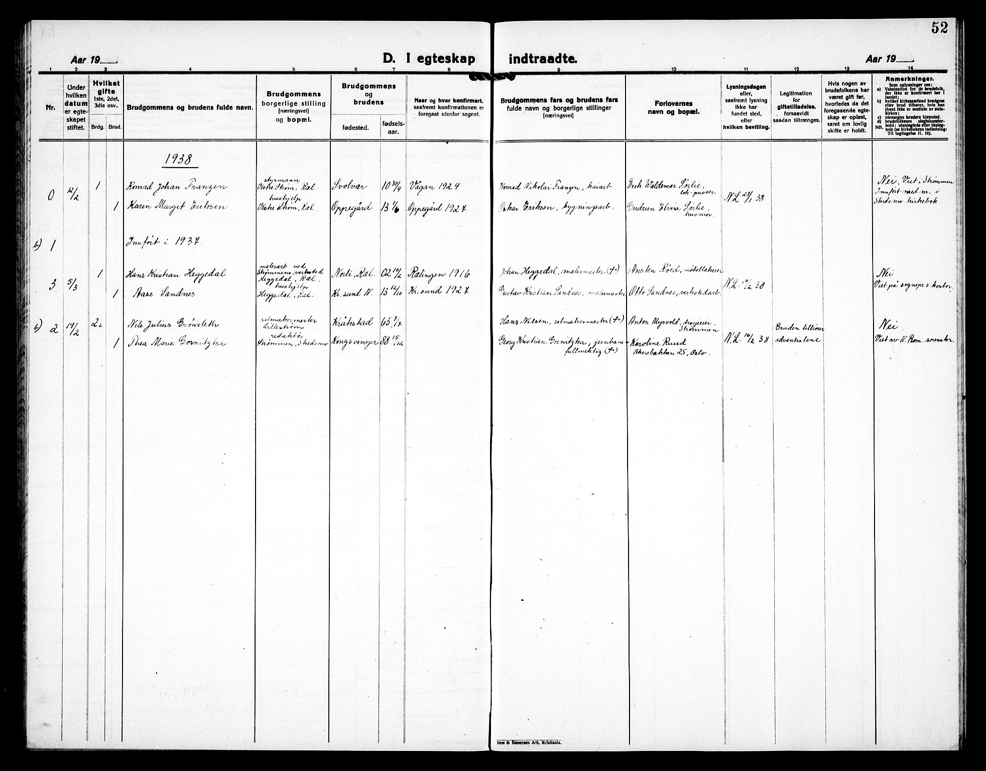 Fet prestekontor Kirkebøker, AV/SAO-A-10370a/G/Gb/L0007: Parish register (copy) no. II 7, 1926-1938, p. 52