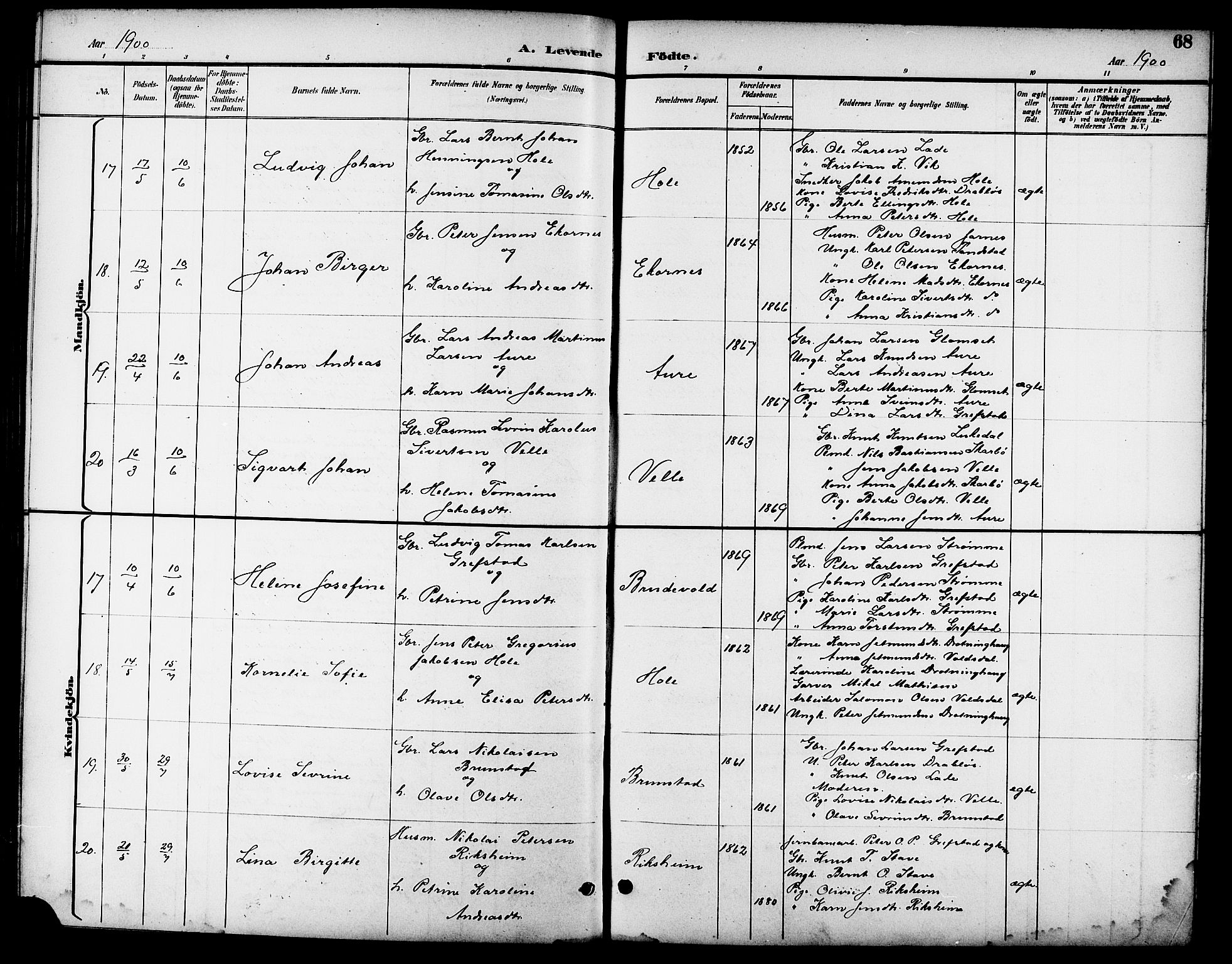 Ministerialprotokoller, klokkerbøker og fødselsregistre - Møre og Romsdal, AV/SAT-A-1454/523/L0340: Parish register (copy) no. 523C03, 1892-1902, p. 68