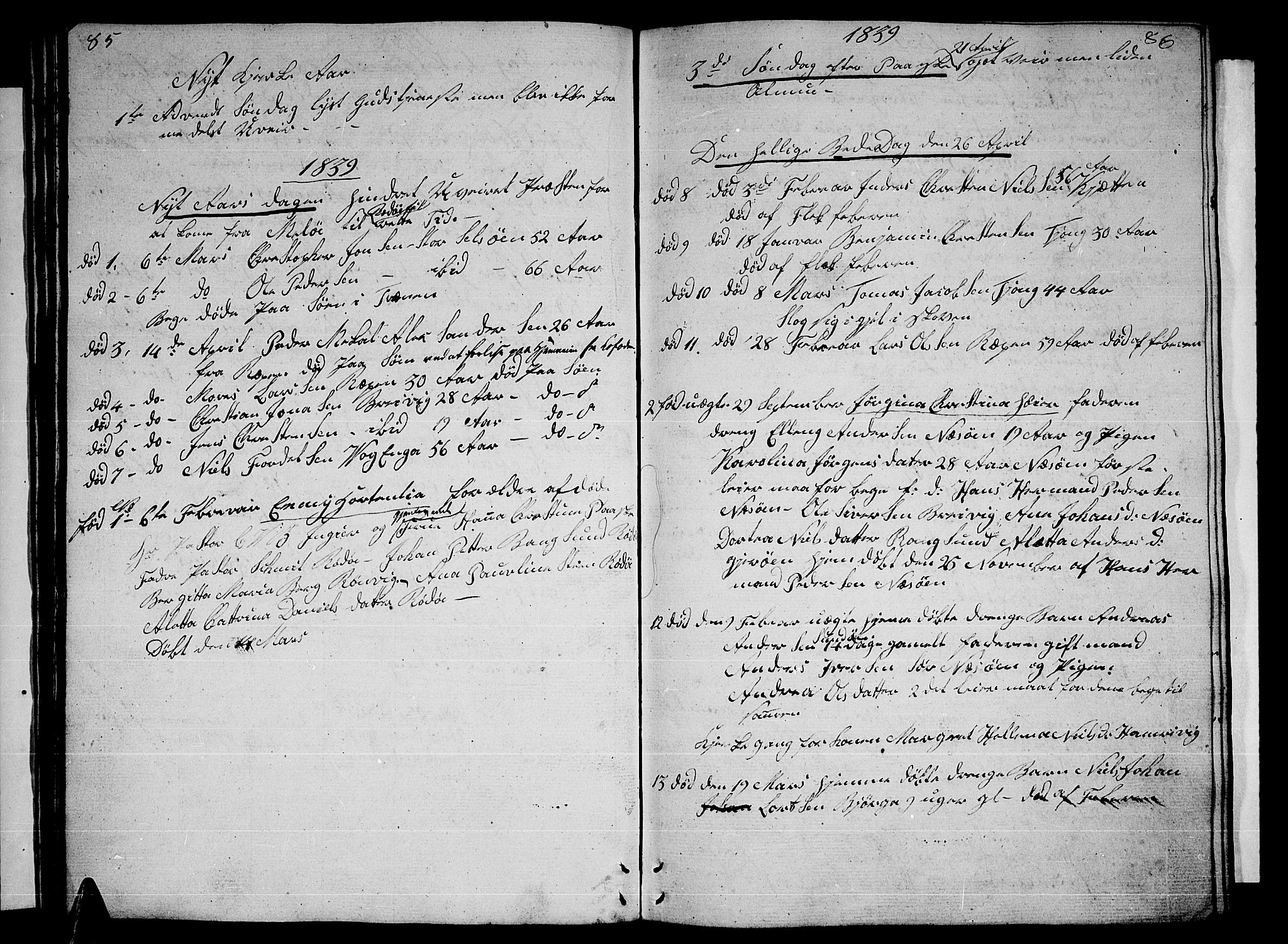 Ministerialprotokoller, klokkerbøker og fødselsregistre - Nordland, AV/SAT-A-1459/841/L0618: Parish register (copy) no. 841C02, 1833-1855, p. 85-86