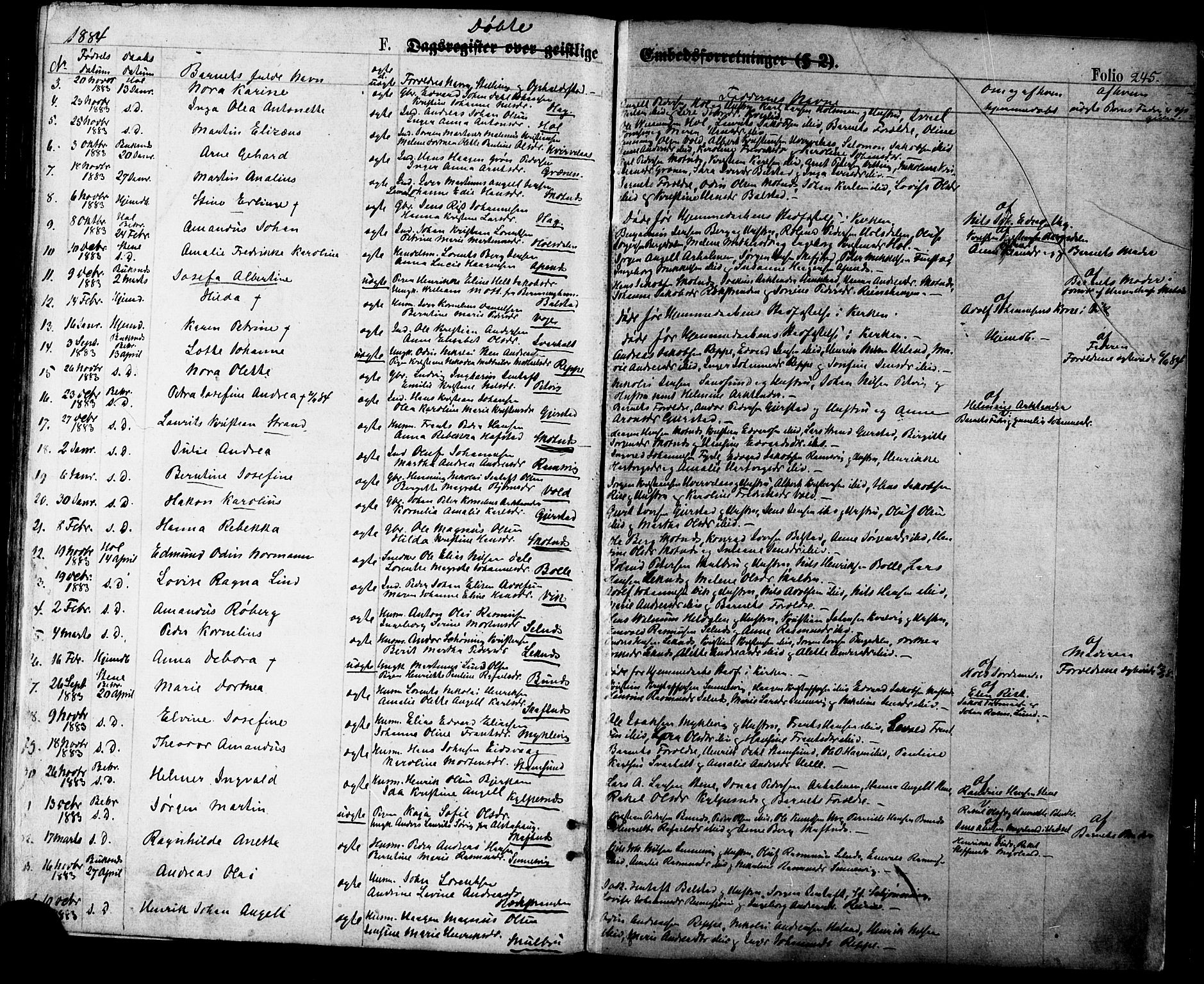 Ministerialprotokoller, klokkerbøker og fødselsregistre - Nordland, SAT/A-1459/881/L1166: Parish register (copy) no. 881C03, 1876-1885, p. 245