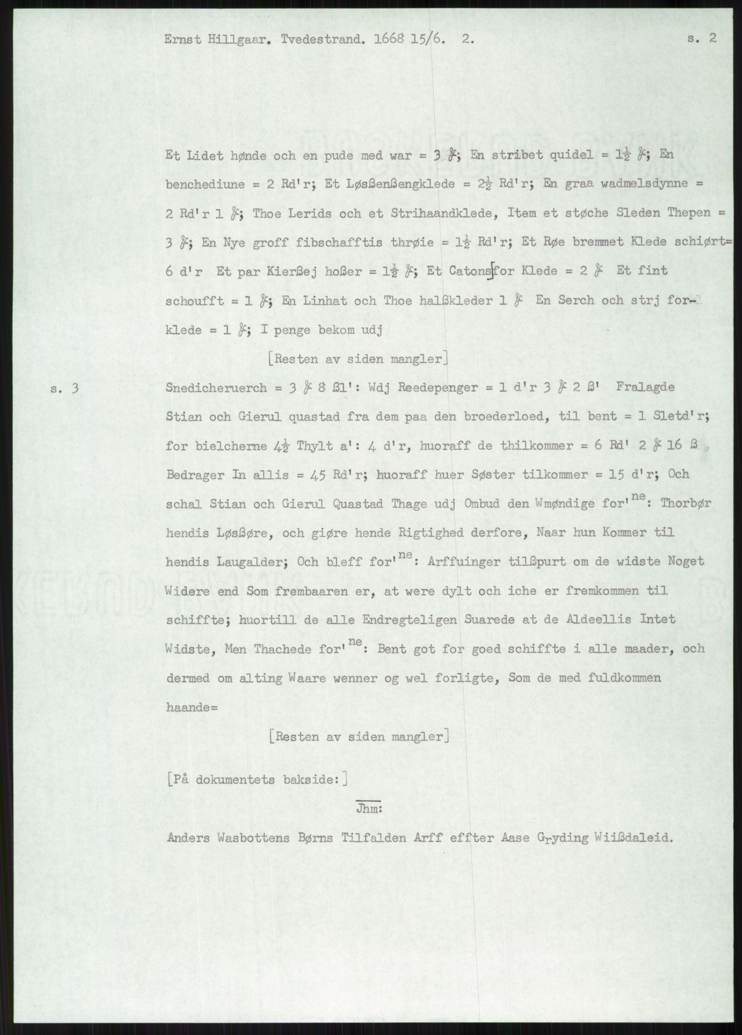 Samlinger til kildeutgivelse, Diplomavskriftsamlingen, AV/RA-EA-4053/H/Ha, p. 2788