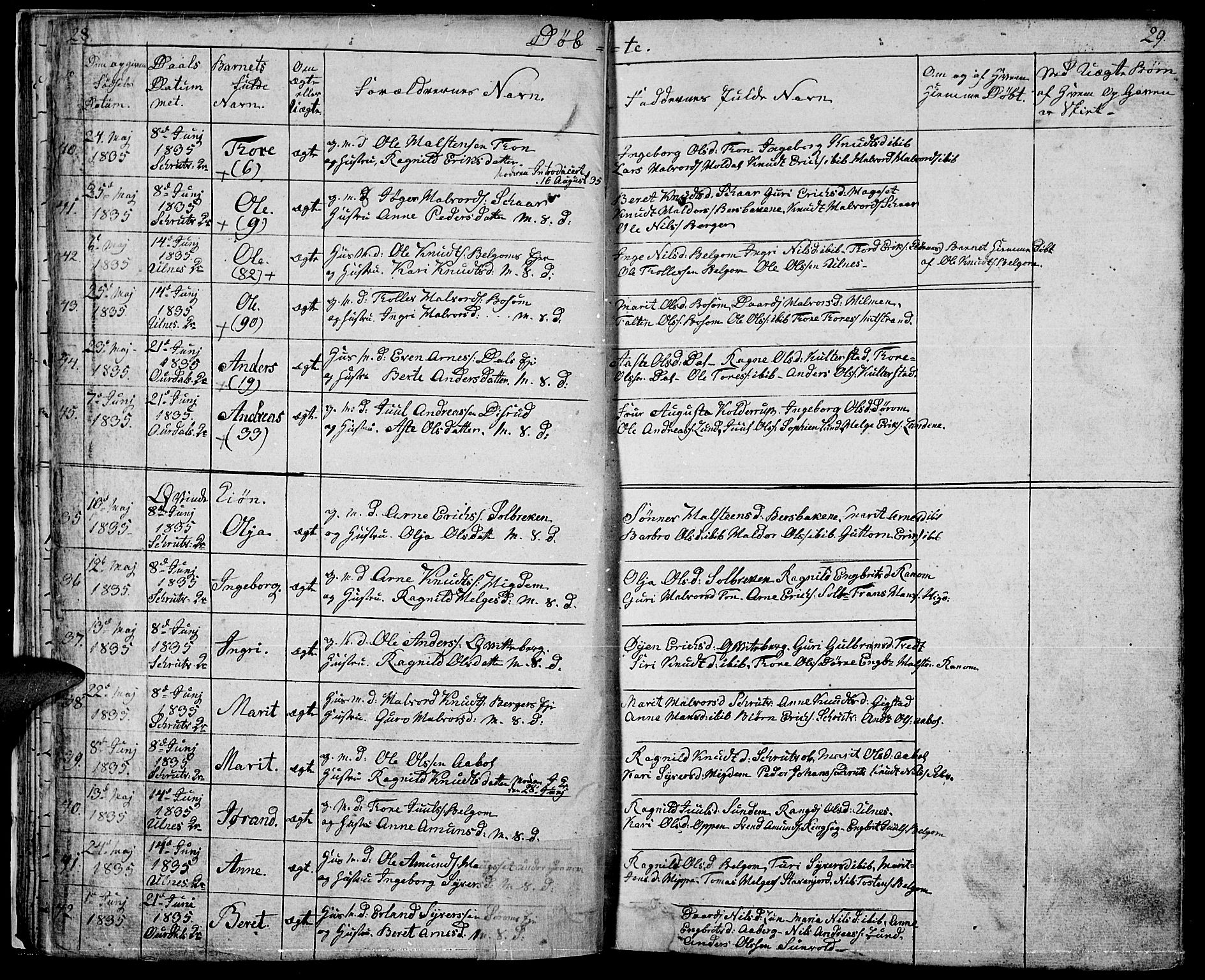 Nord-Aurdal prestekontor, AV/SAH-PREST-132/H/Ha/Hab/L0001: Parish register (copy) no. 1, 1834-1887, p. 28-29