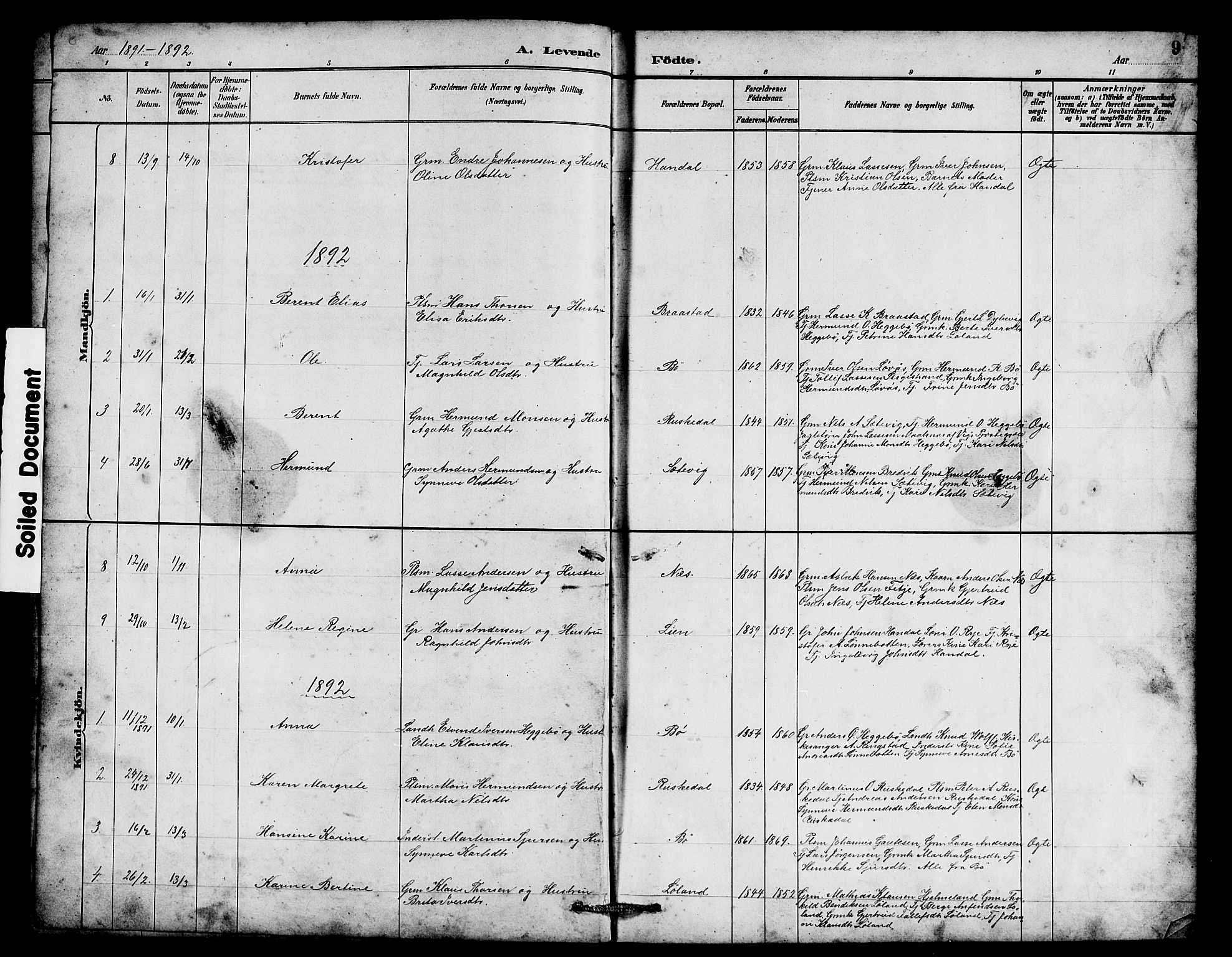 Hyllestad sokneprestembete, SAB/A-80401: Parish register (copy) no. B 2, 1889-1915, p. 9