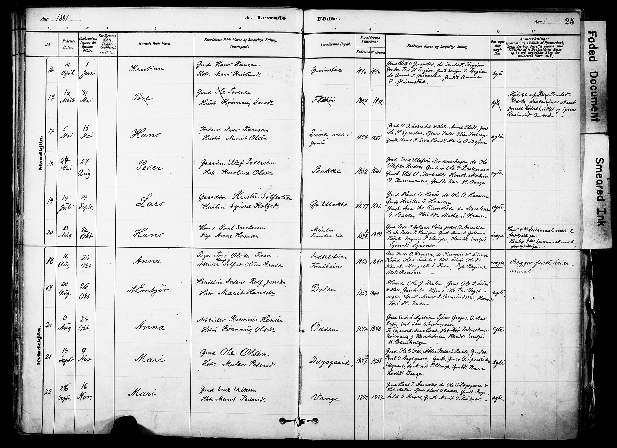 Skjåk prestekontor, AV/SAH-PREST-072/H/Ha/Haa/L0003: Parish register (official) no. 3, 1880-1907, p. 25