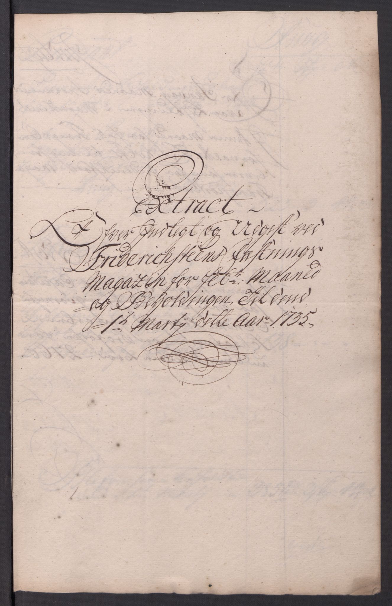 Kommanderende general (KG I) med Det norske krigsdirektorium, AV/RA-EA-5419/D/L0154: Fredriksten festning: Brev, inventarfortegnelser og regnskapsekstrakter, 1730-1739, p. 379