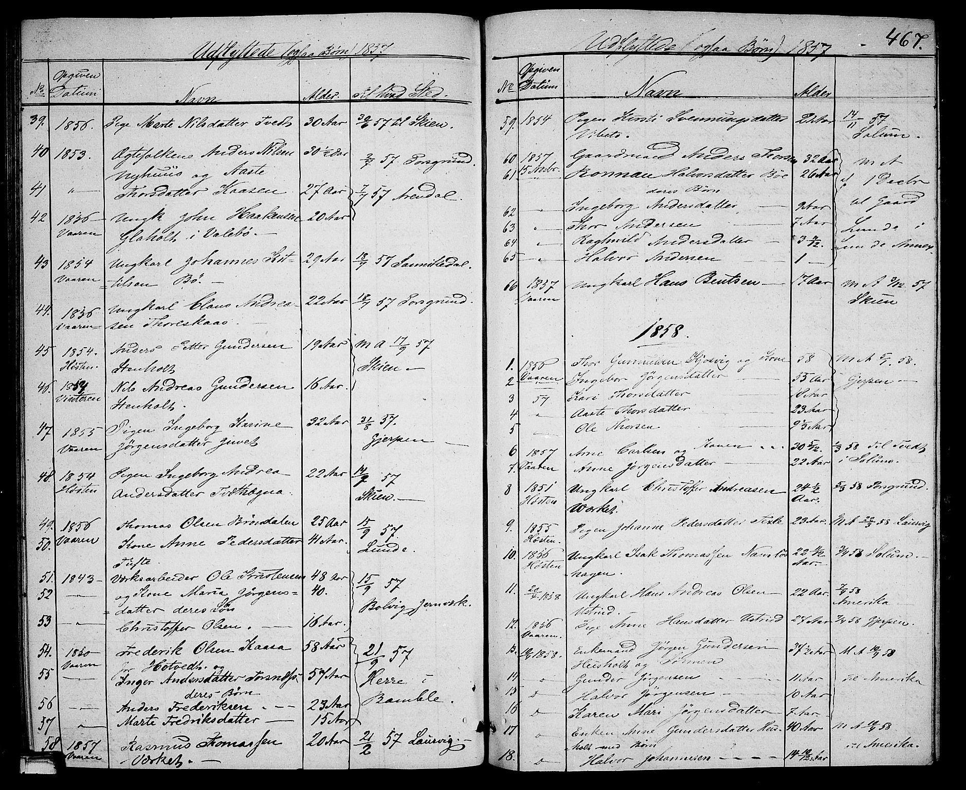 Holla kirkebøker, AV/SAKO-A-272/G/Ga/L0003: Parish register (copy) no. I 3, 1849-1866, p. 467