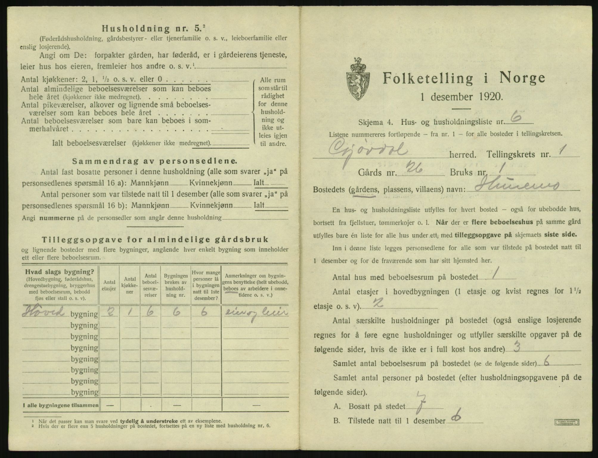 SAK, 1920 census for Gjøvdal, 1920, p. 32