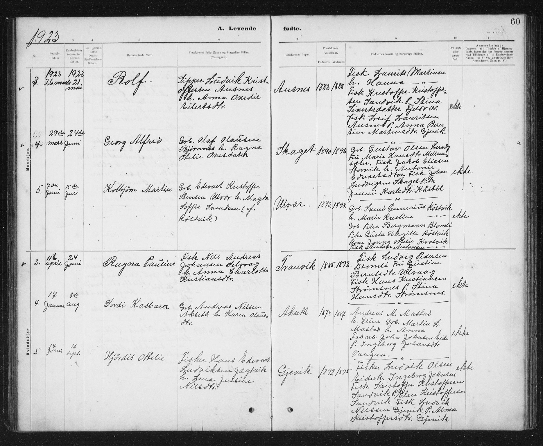 Ministerialprotokoller, klokkerbøker og fødselsregistre - Sør-Trøndelag, SAT/A-1456/637/L0563: Parish register (copy) no. 637C04, 1899-1940, p. 60