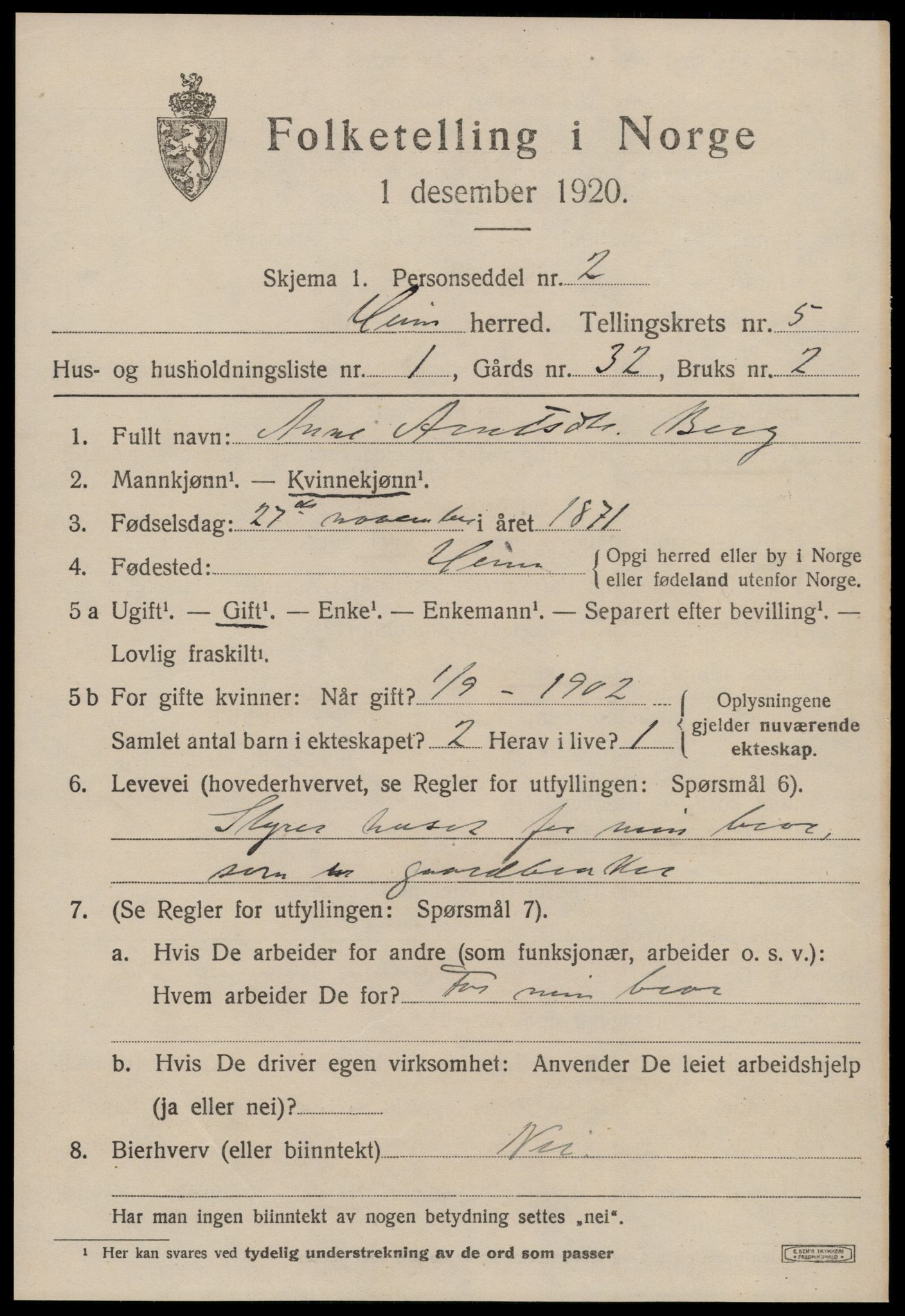 SAT, 1920 census for Heim, 1920, p. 2329