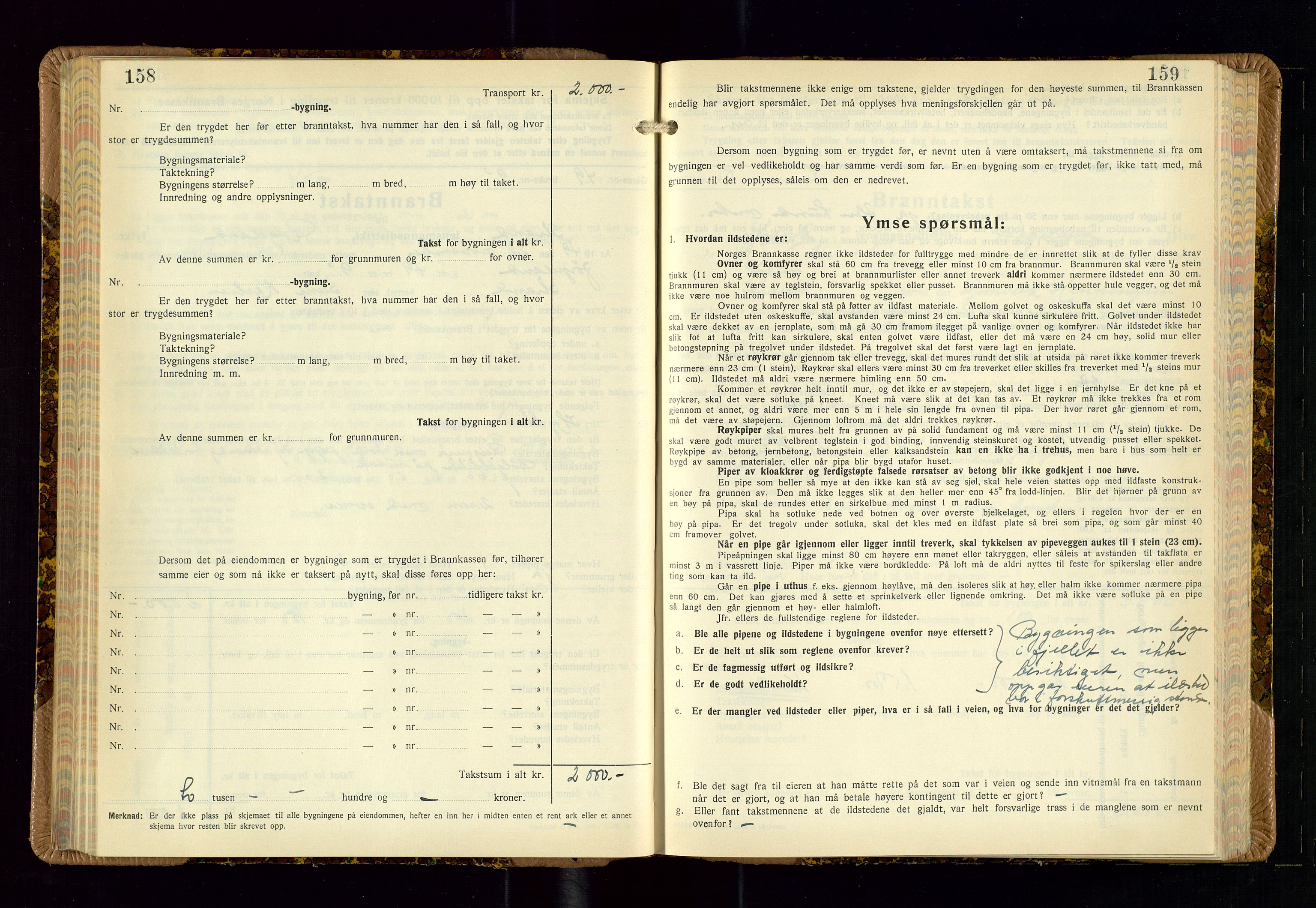 Strand og Forsand lensmannskontor, SAST/A-100451/Gob/L0002: Branntakstprotokoll, 1942-1953, p. 158-159