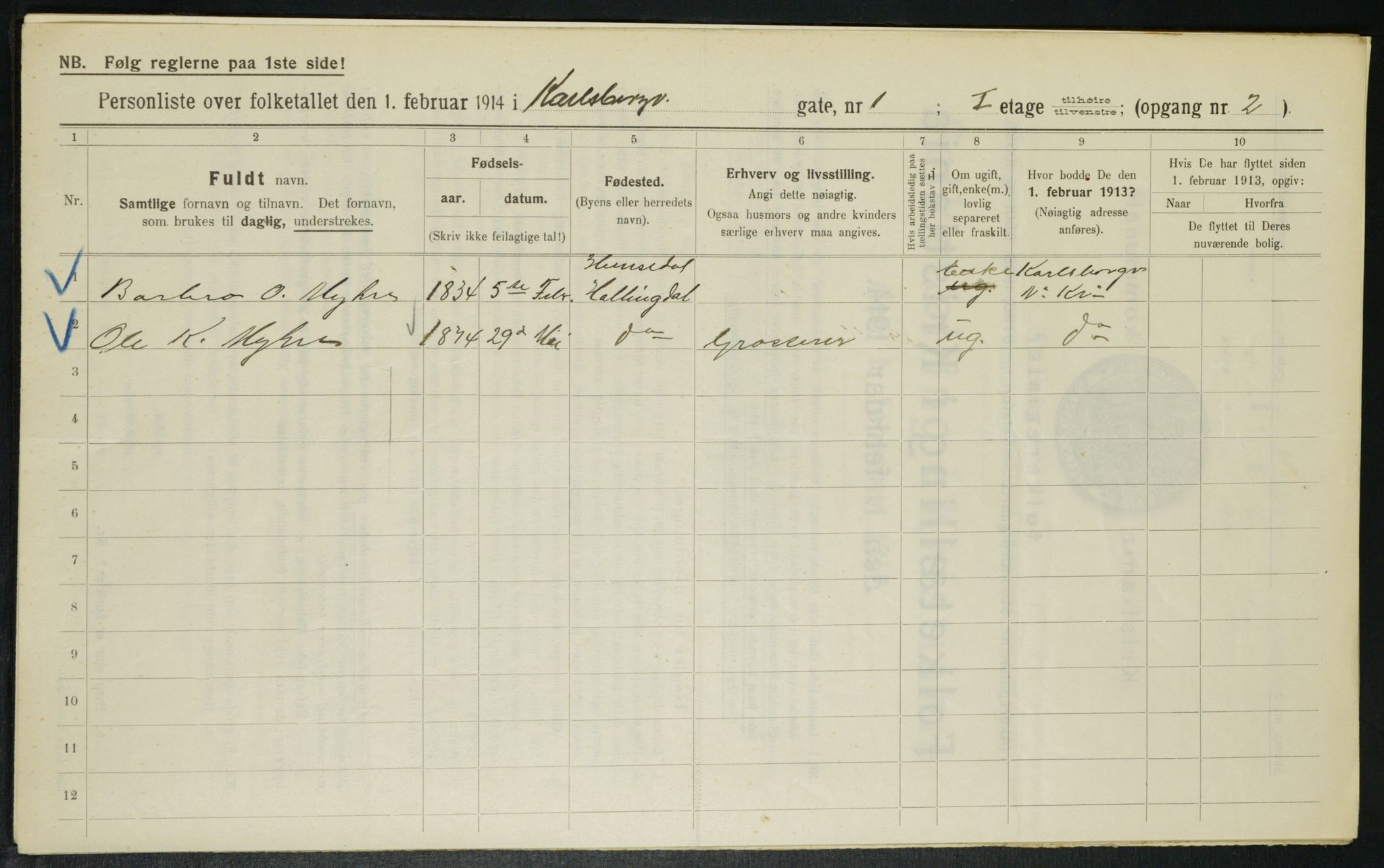 OBA, Municipal Census 1914 for Kristiania, 1914, p. 48888