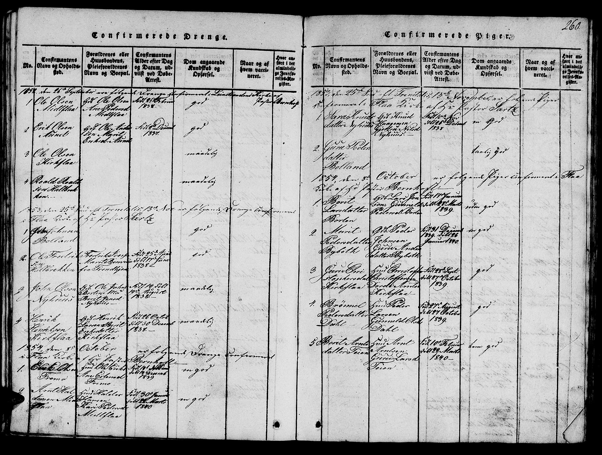 Ministerialprotokoller, klokkerbøker og fødselsregistre - Sør-Trøndelag, SAT/A-1456/693/L1121: Parish register (copy) no. 693C02, 1816-1869, p. 260