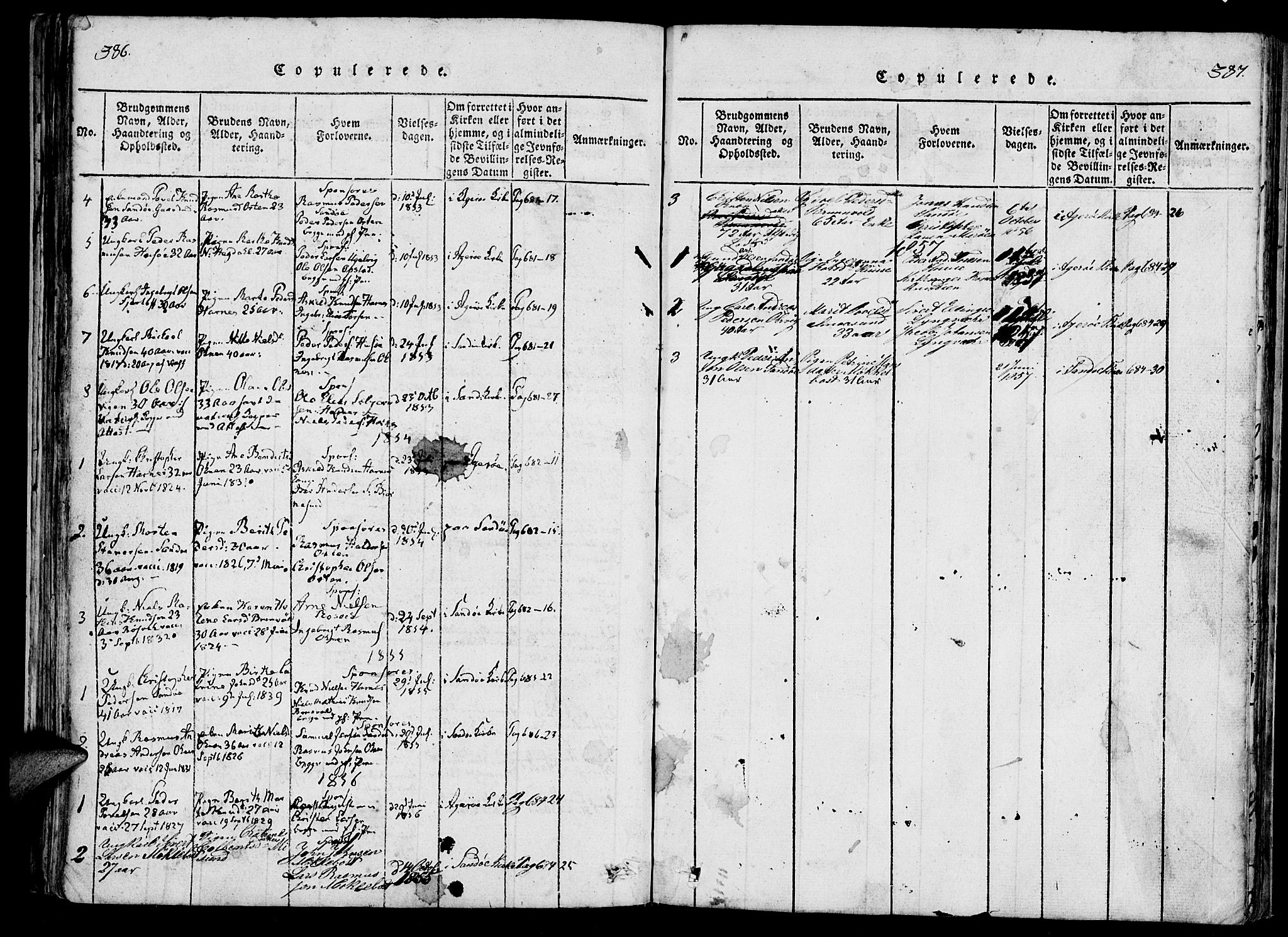 Ministerialprotokoller, klokkerbøker og fødselsregistre - Møre og Romsdal, AV/SAT-A-1454/561/L0727: Parish register (official) no. 561A01, 1817-1858, p. 386-387