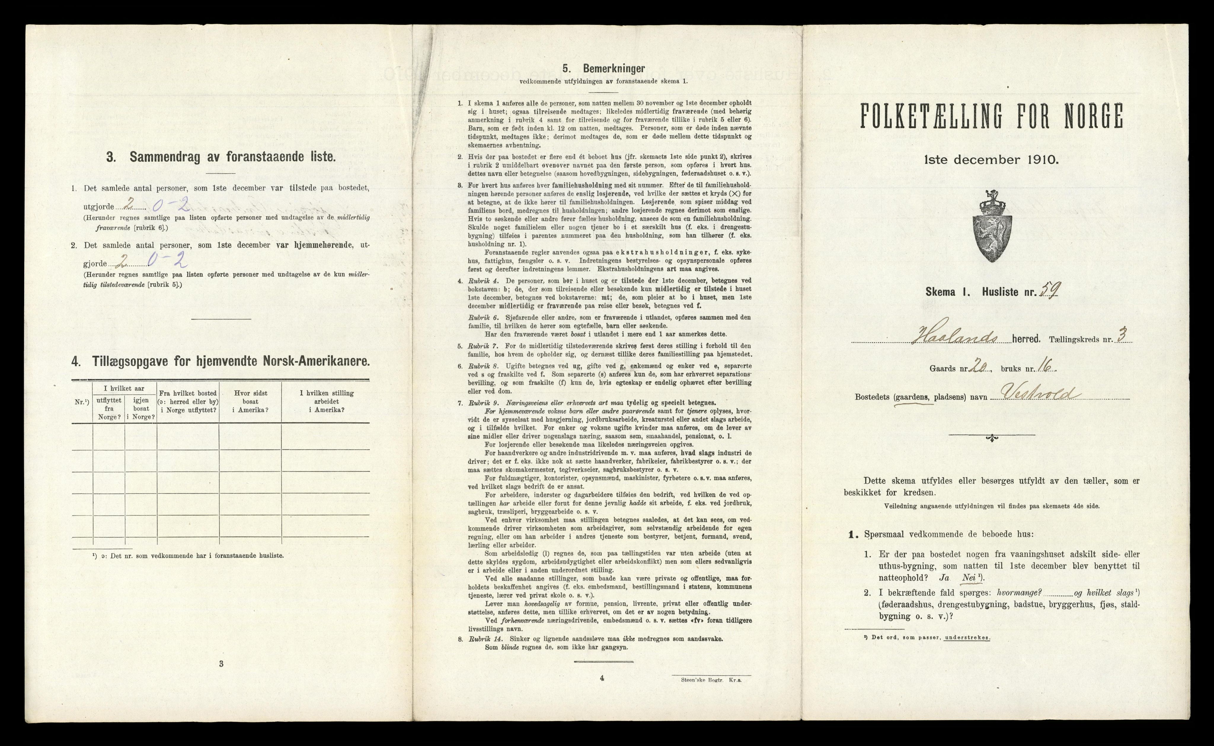 RA, 1910 census for Håland, 1910, p. 647