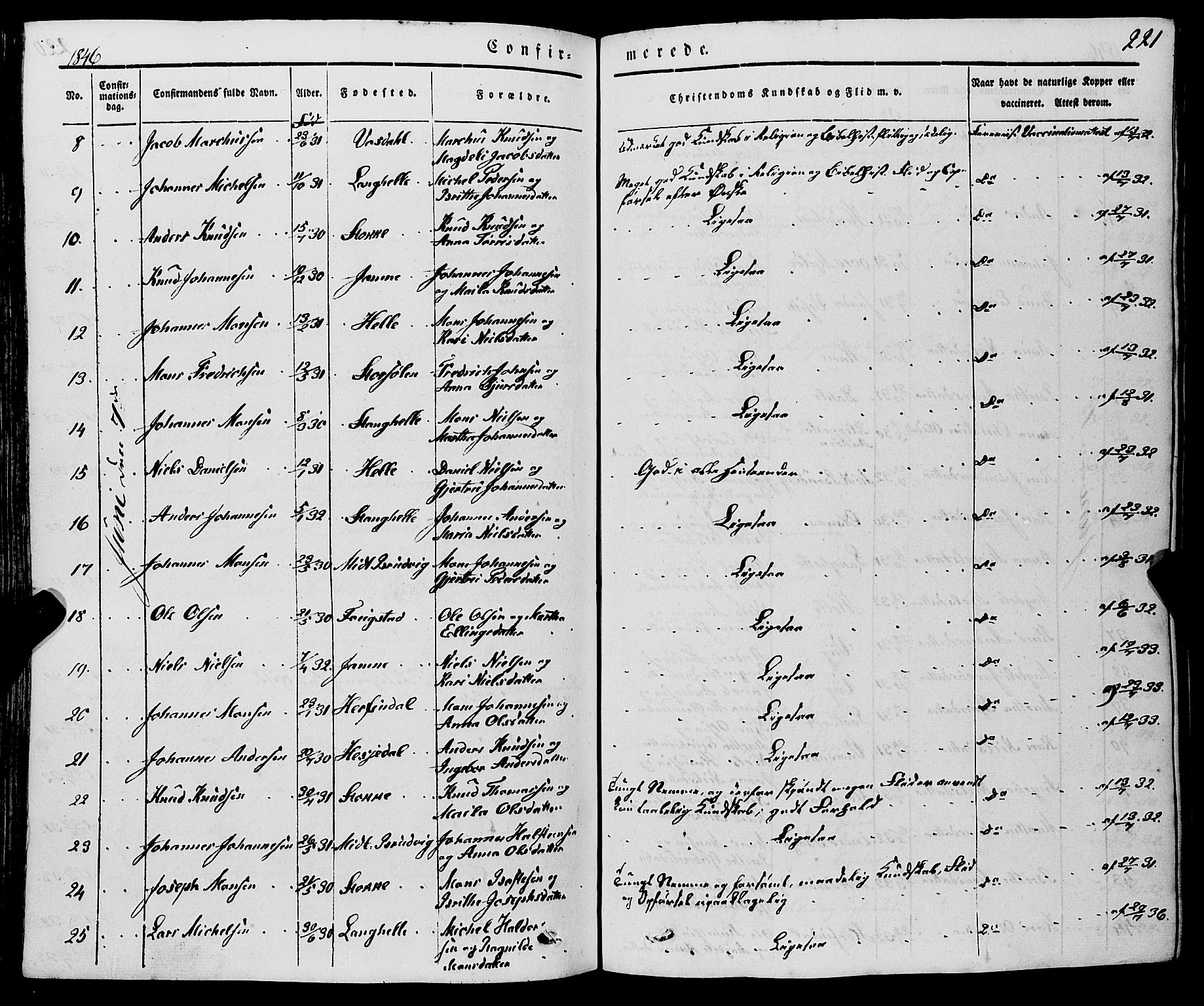 Haus sokneprestembete, AV/SAB-A-75601/H/Haa: Parish register (official) no. A 15, 1838-1847, p. 221