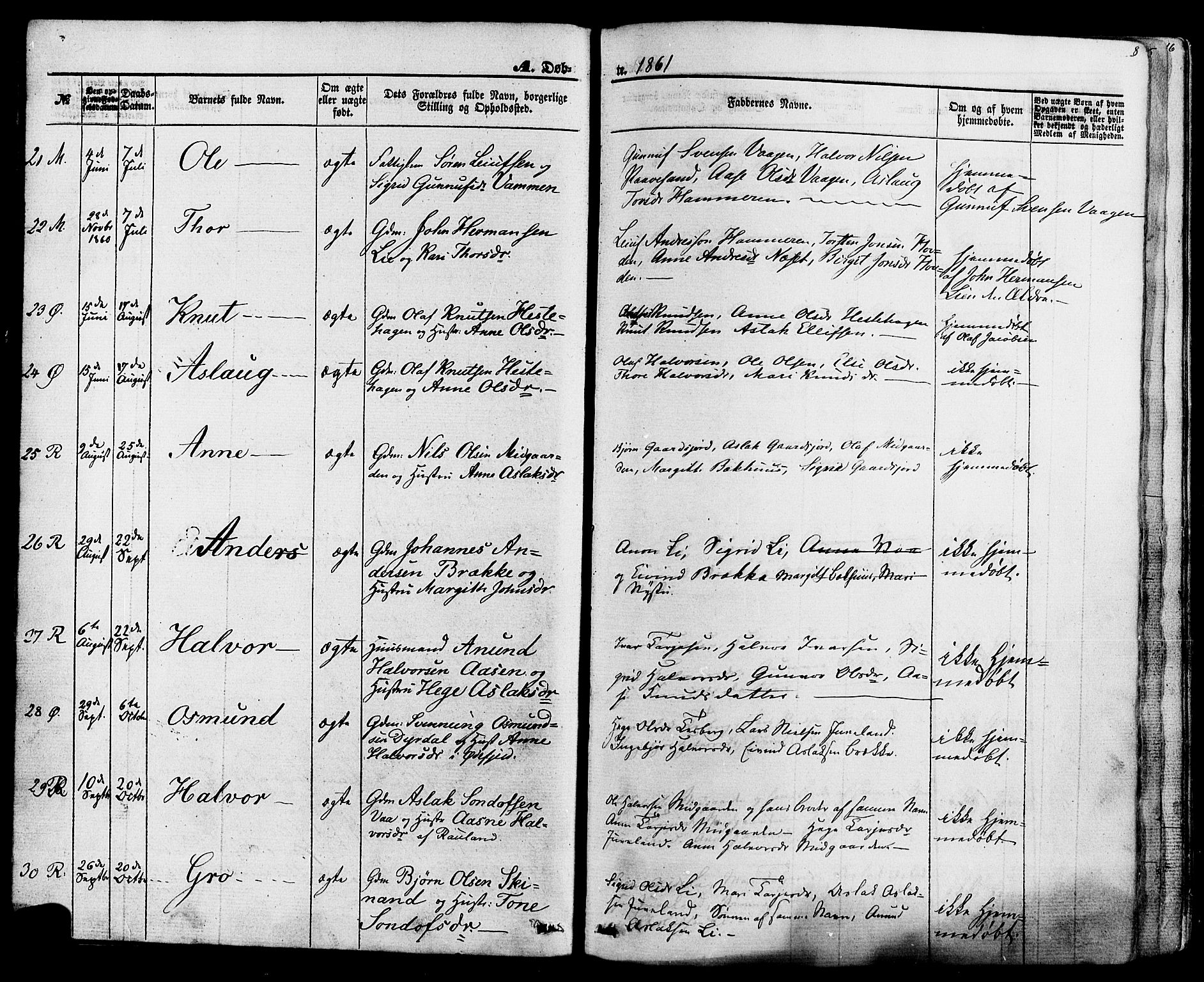 Rauland kirkebøker, AV/SAKO-A-292/F/Fa/L0003: Parish register (official) no. I 3, 1859-1886, p. 8