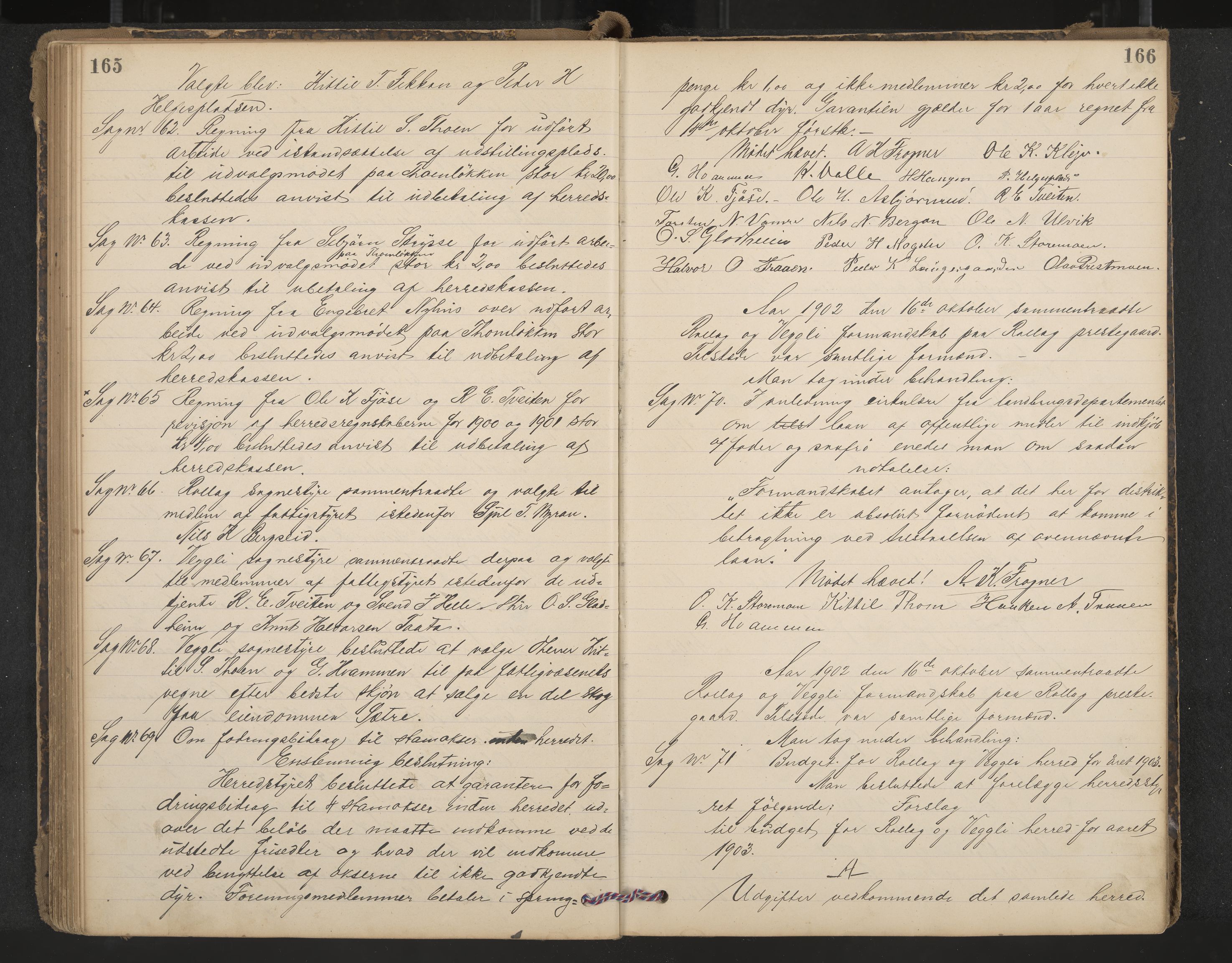 Rollag formannskap og sentraladministrasjon, IKAK/0632021-2/A/Aa/L0004: Møtebok, 1897-1909, p. 165-166