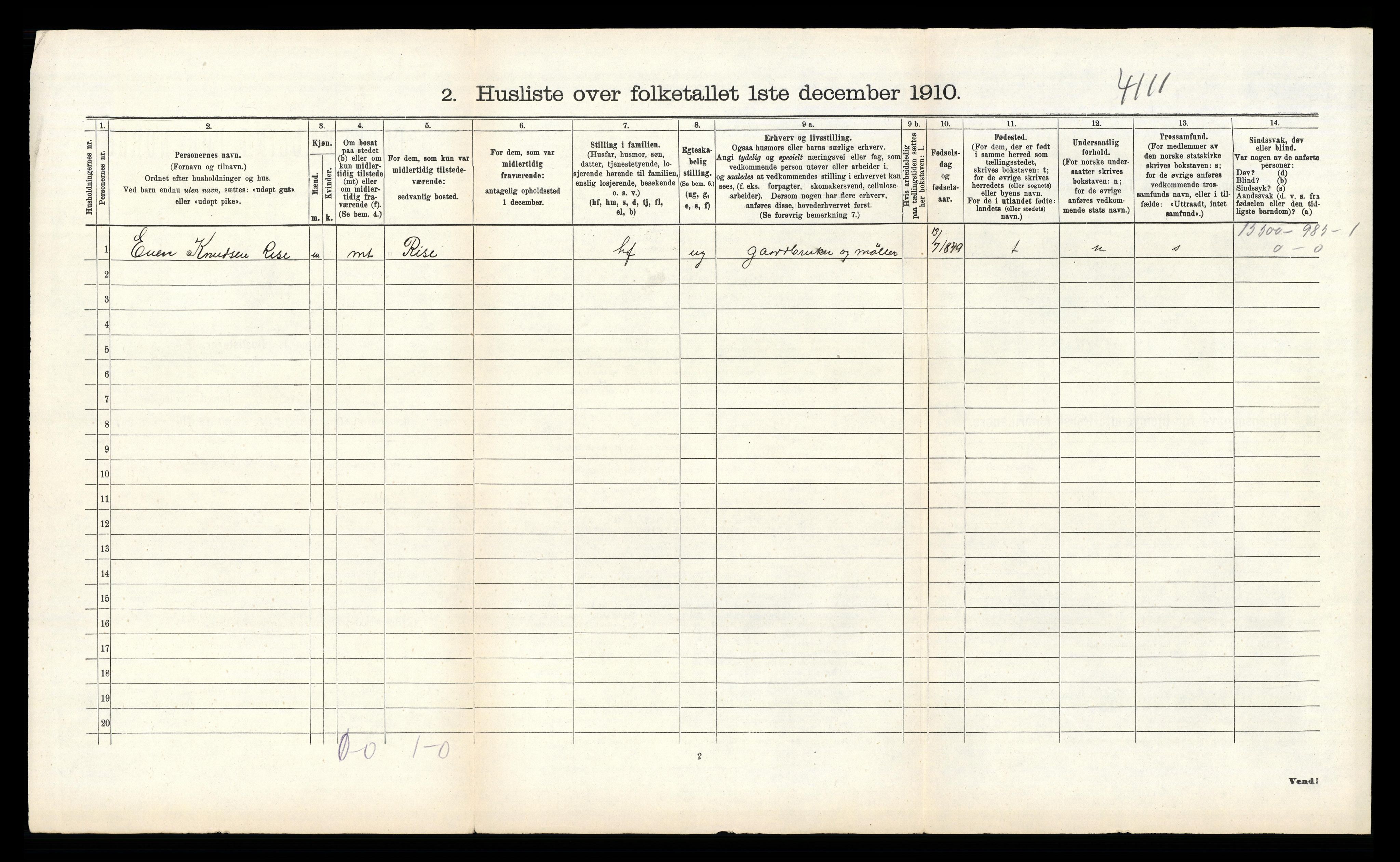 RA, 1910 census for Øyestad, 1910, p. 1613