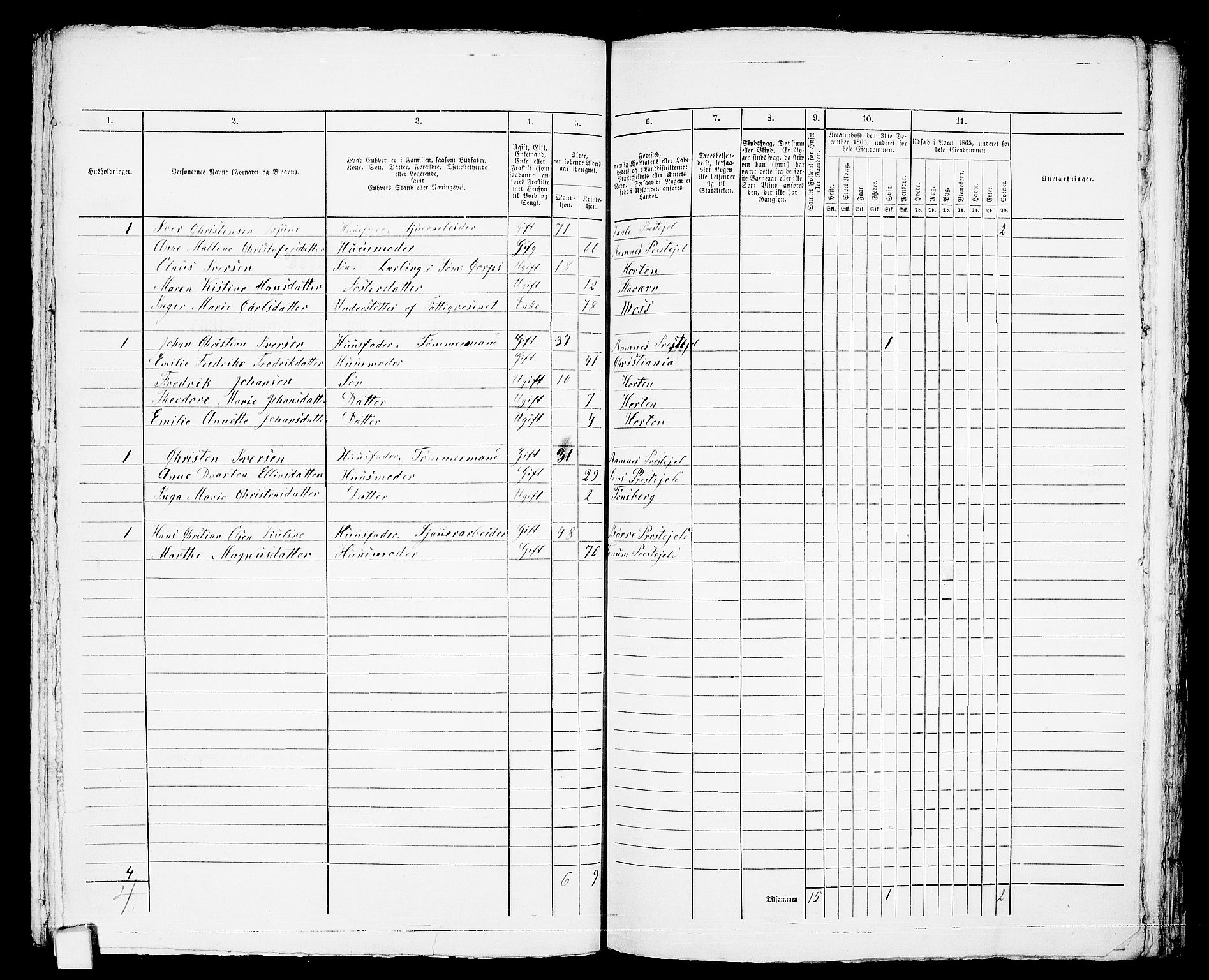 RA, 1865 census for Horten, 1865, p. 715