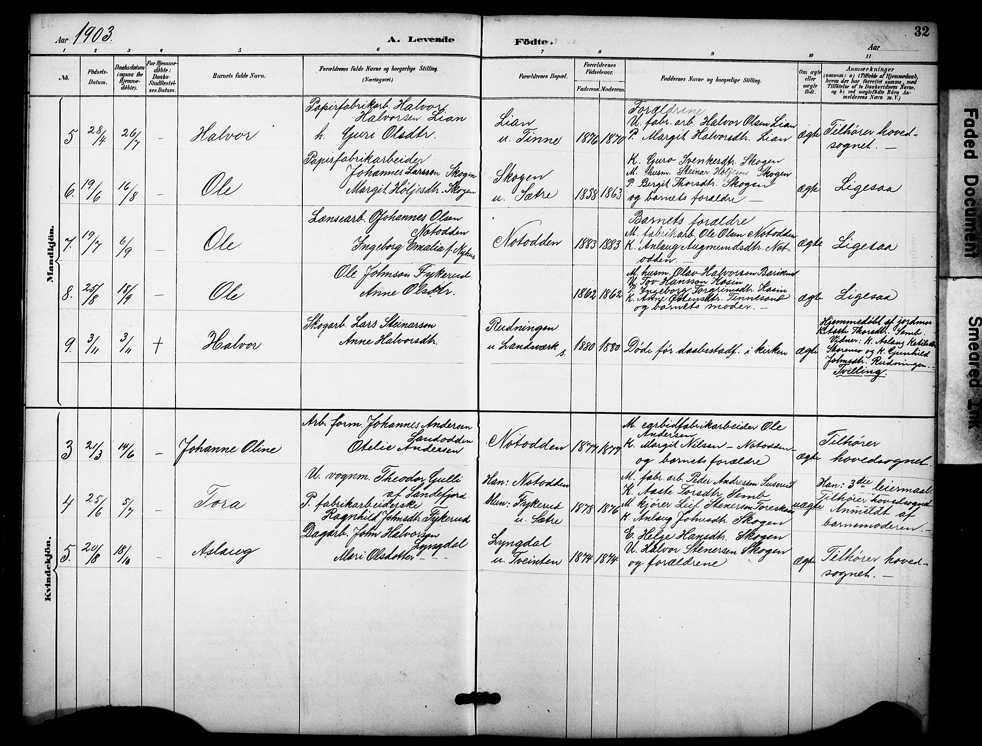 Heddal kirkebøker, SAKO/A-268/F/Fb/L0001: Parish register (official) no. II 1, 1884-1910, p. 32