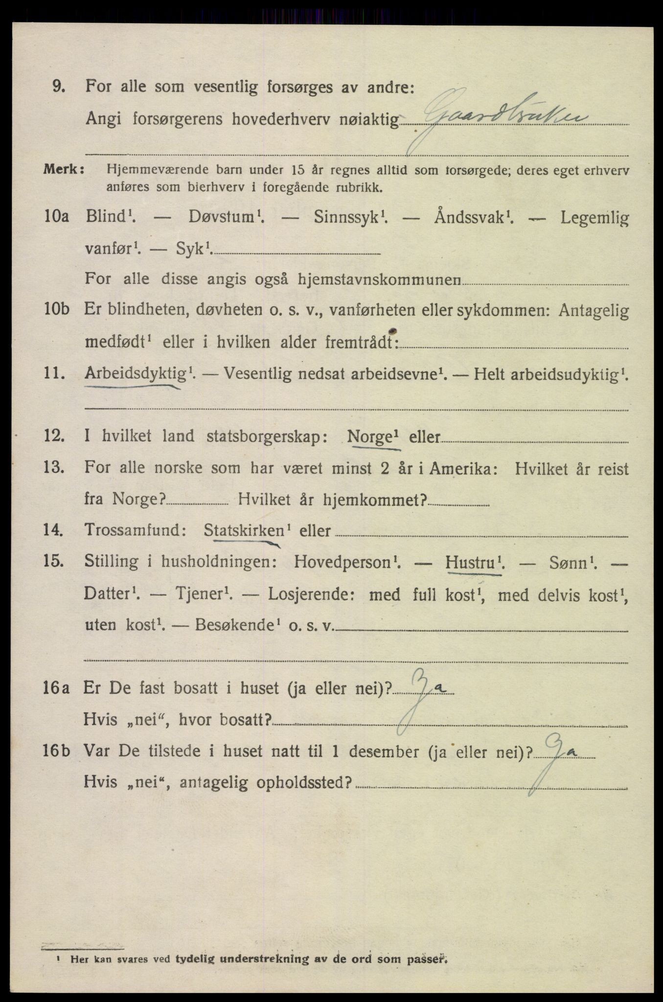 SAK, 1920 census for Tveit, 1920, p. 3169