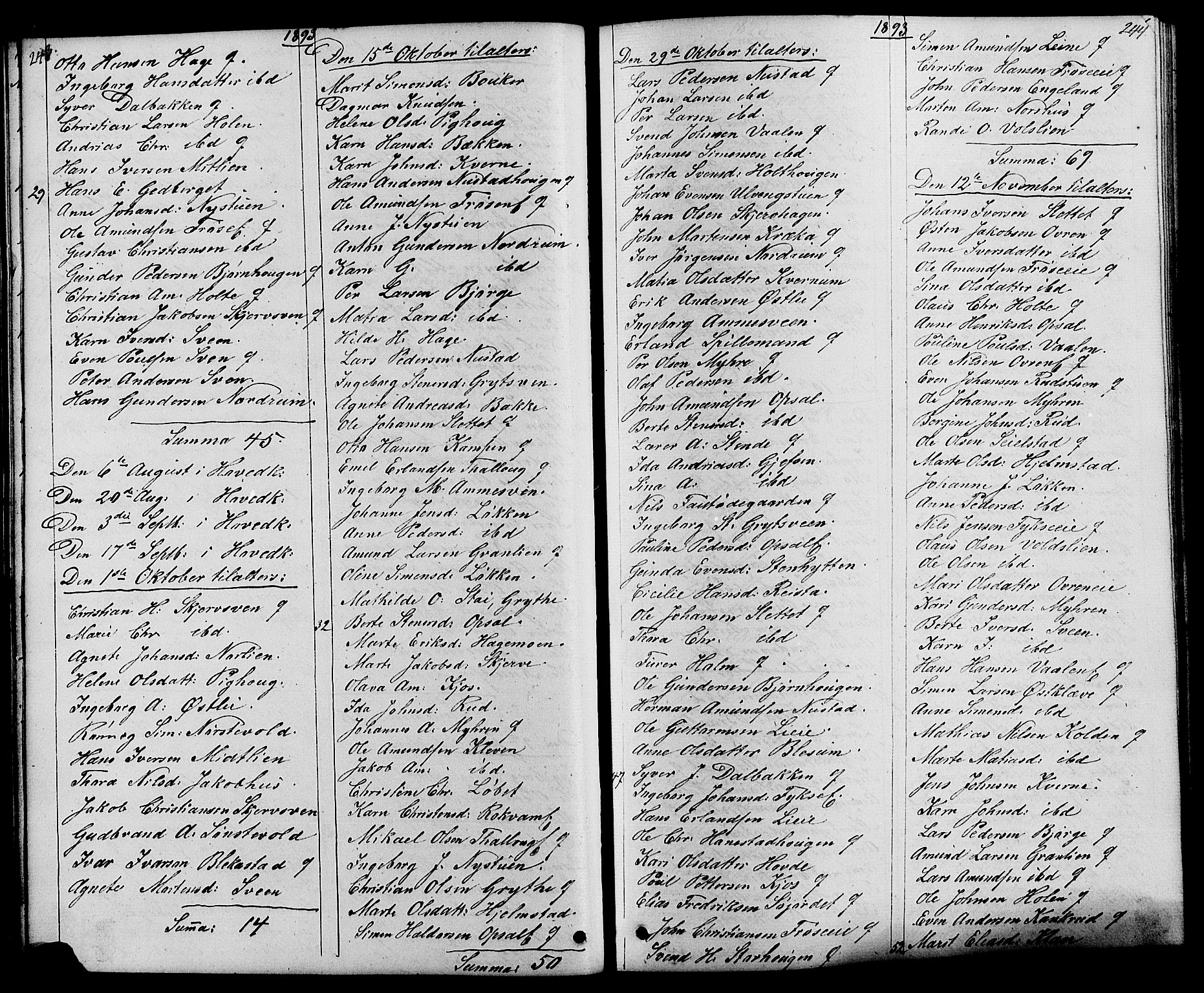 Østre Gausdal prestekontor, AV/SAH-PREST-092/H/Ha/Hab/L0001: Parish register (copy) no. 1, 1863-1893, p. 243-244