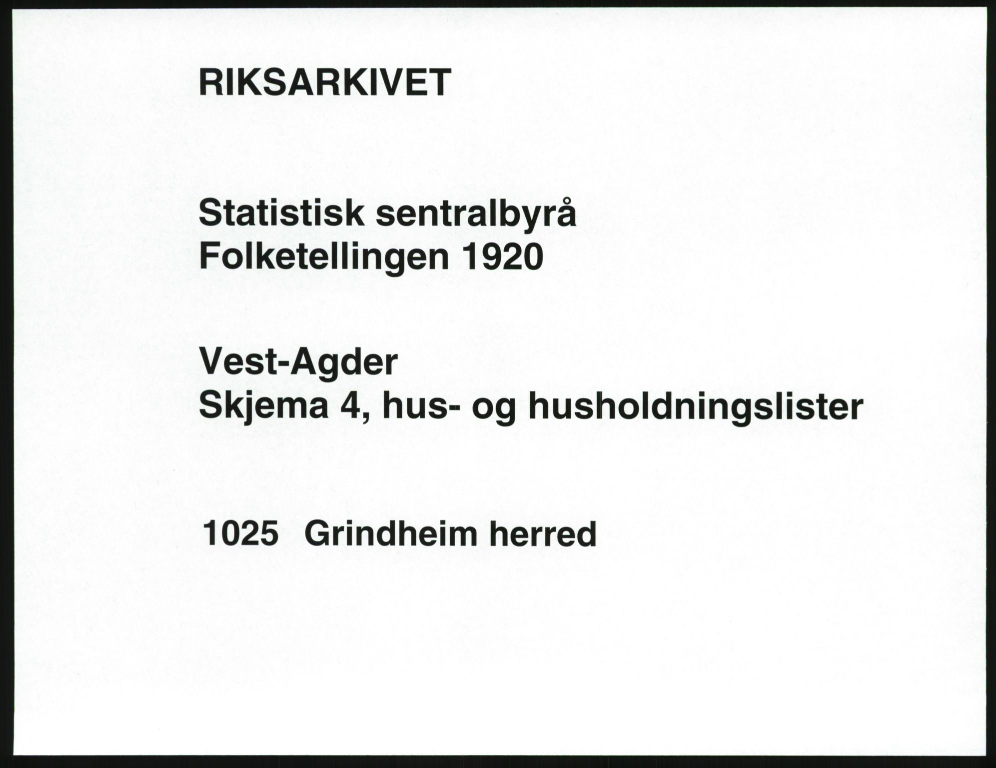 SAK, 1920 census for Grindheim, 1920, p. 27