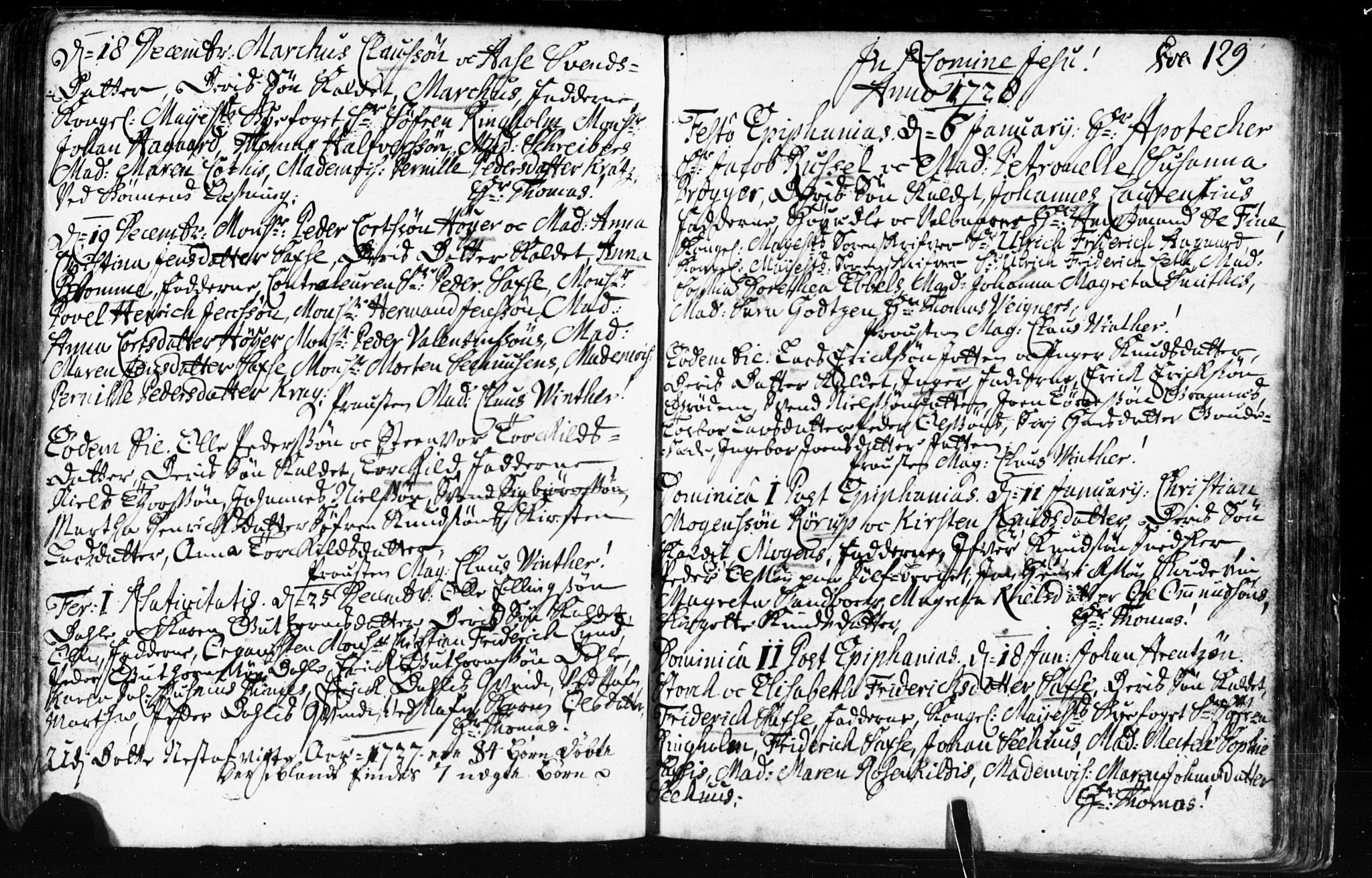Domkirken sokneprestkontor, SAST/A-101812/001/30/30BB/L0002: Parish register (copy) no. B 2, 1714-1733, p. 129