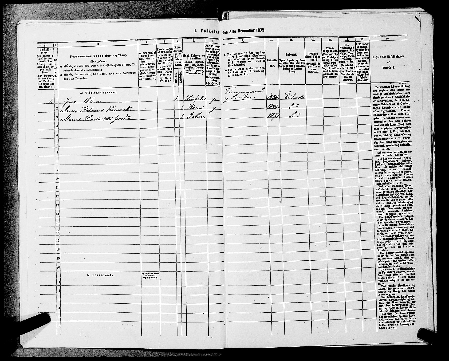 RA, 1875 census for 0237P Eidsvoll, 1875, p. 2291