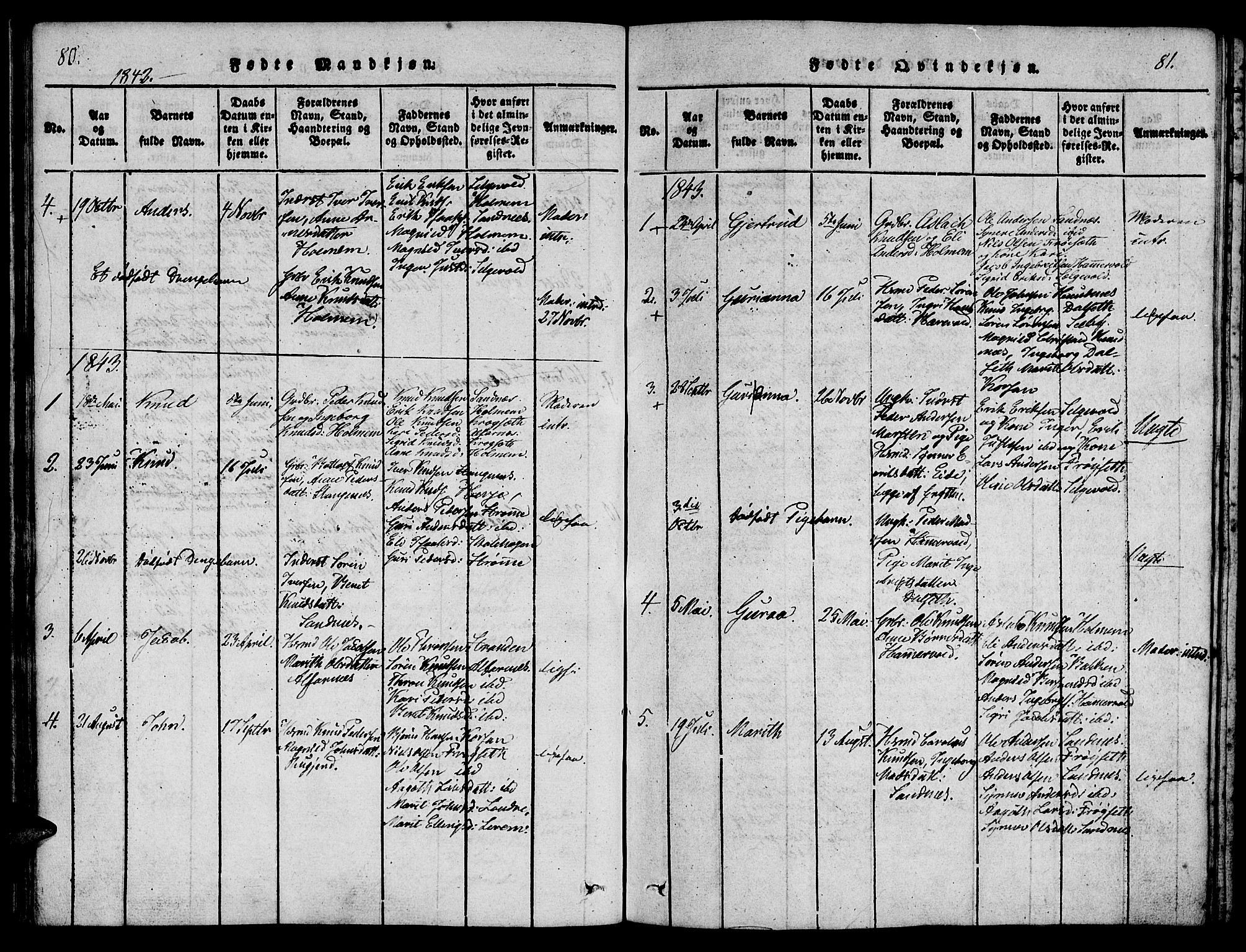 Ministerialprotokoller, klokkerbøker og fødselsregistre - Møre og Romsdal, AV/SAT-A-1454/548/L0612: Parish register (official) no. 548A01, 1818-1846, p. 80-81