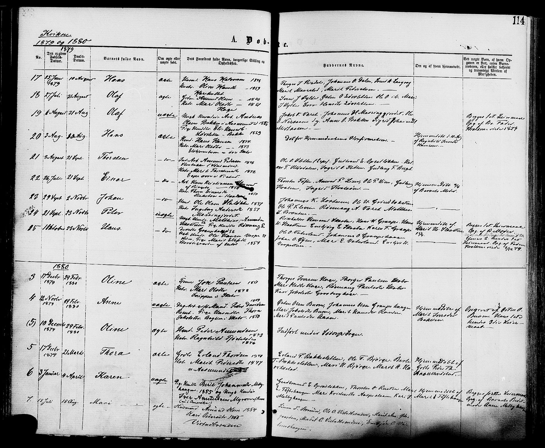 Nord-Fron prestekontor, AV/SAH-PREST-080/H/Ha/Haa/L0002: Parish register (official) no. 2, 1865-1883, p. 114