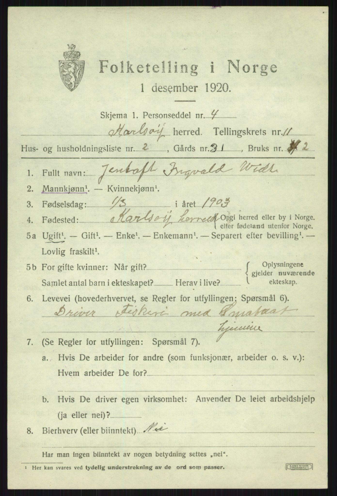 SATØ, 1920 census for Karlsøy, 1920, p. 4002